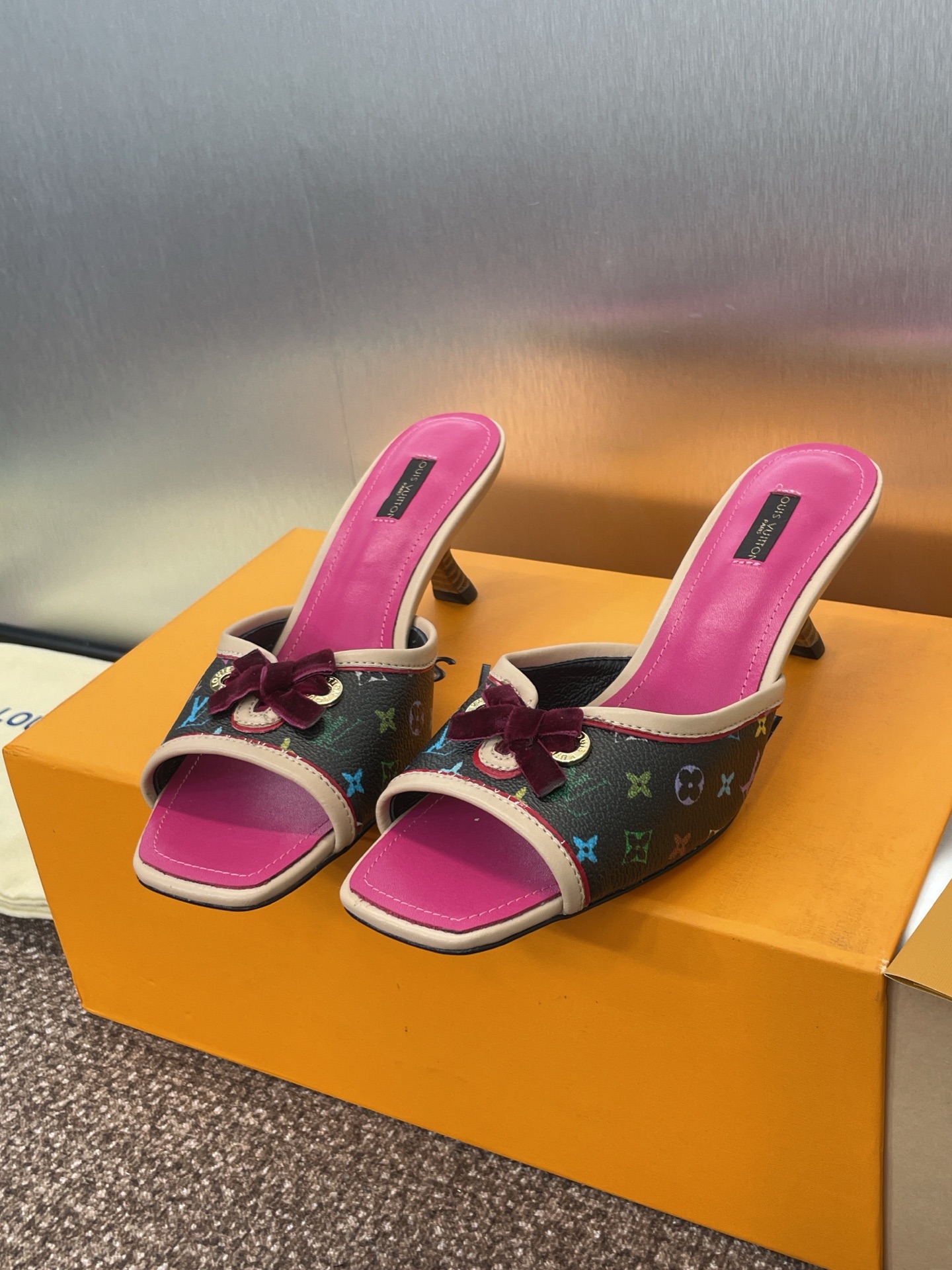 Louis Vuitton  Monogram Multicolor Sandal Mule Black Sold Out