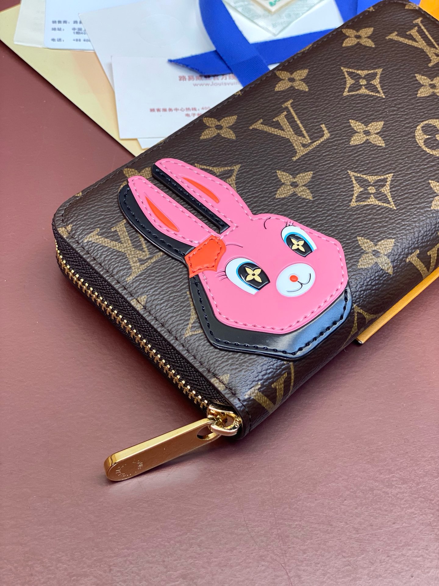 Louis Vuitton Monogram Nicolas Ghesquiere Zippy Wallet Brown Pink Patent leather