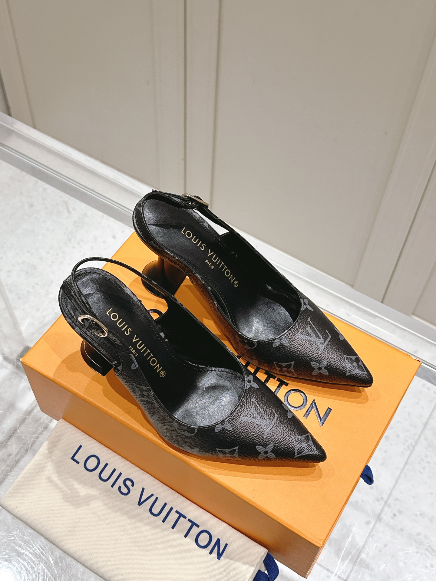 Louis Vuitton Monogram Slingback Pumps in Black