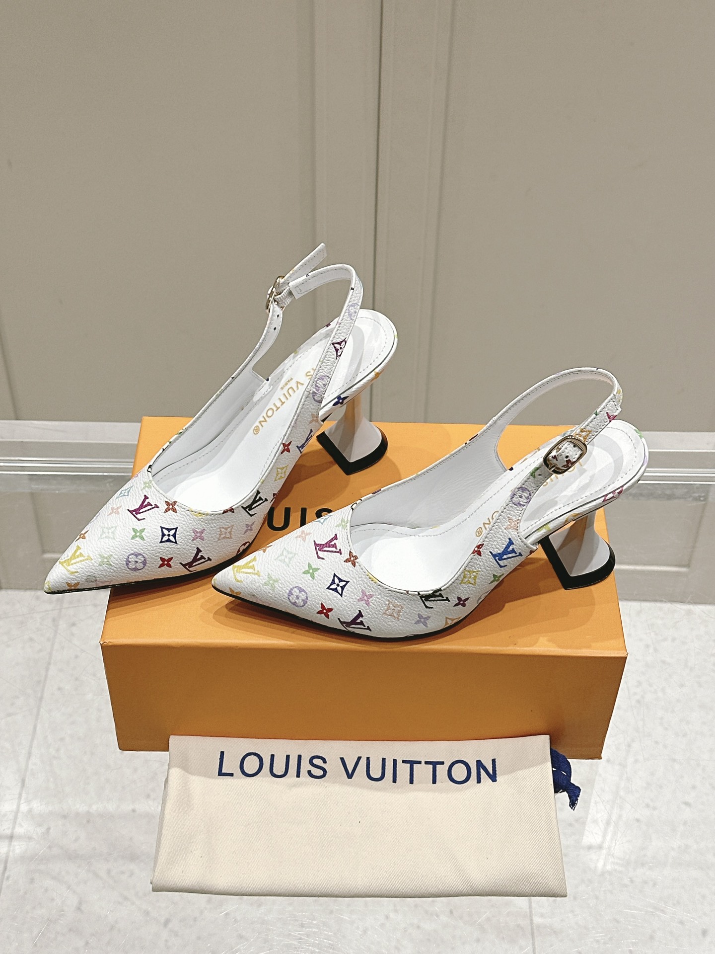 Louis Vuitton Monogram Slingback Pumps in White