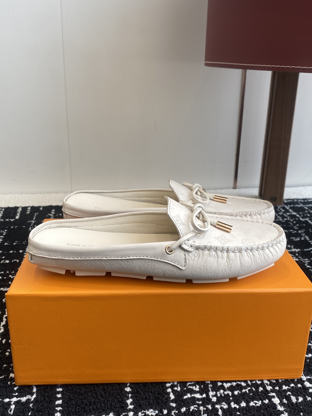 Louis Vuitton Monte Carlo Driver Loafers White Embossed Monogram Leather