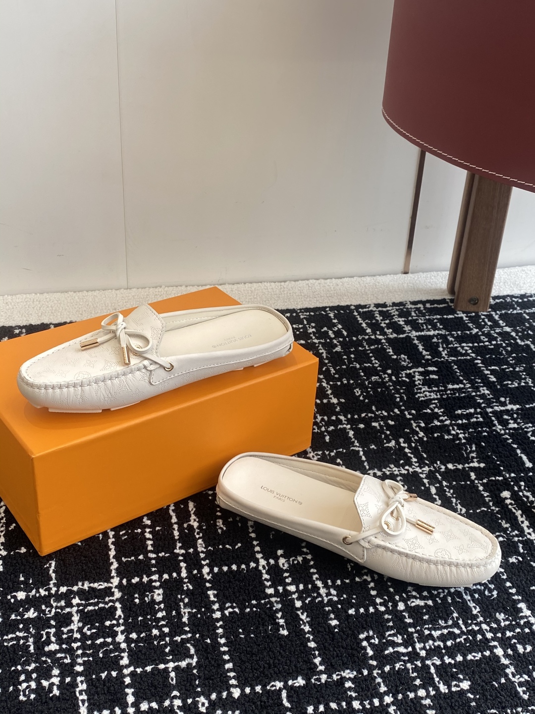 Louis Vuitton Monte Carlo Driver Loafers White Embossed Monogram Leather