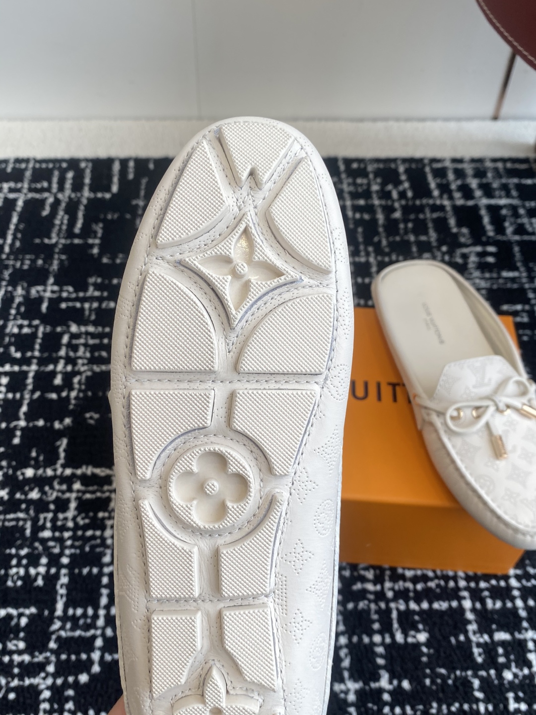 Louis Vuitton Monte Carlo Driver Loafers White Embossed Monogram Leather