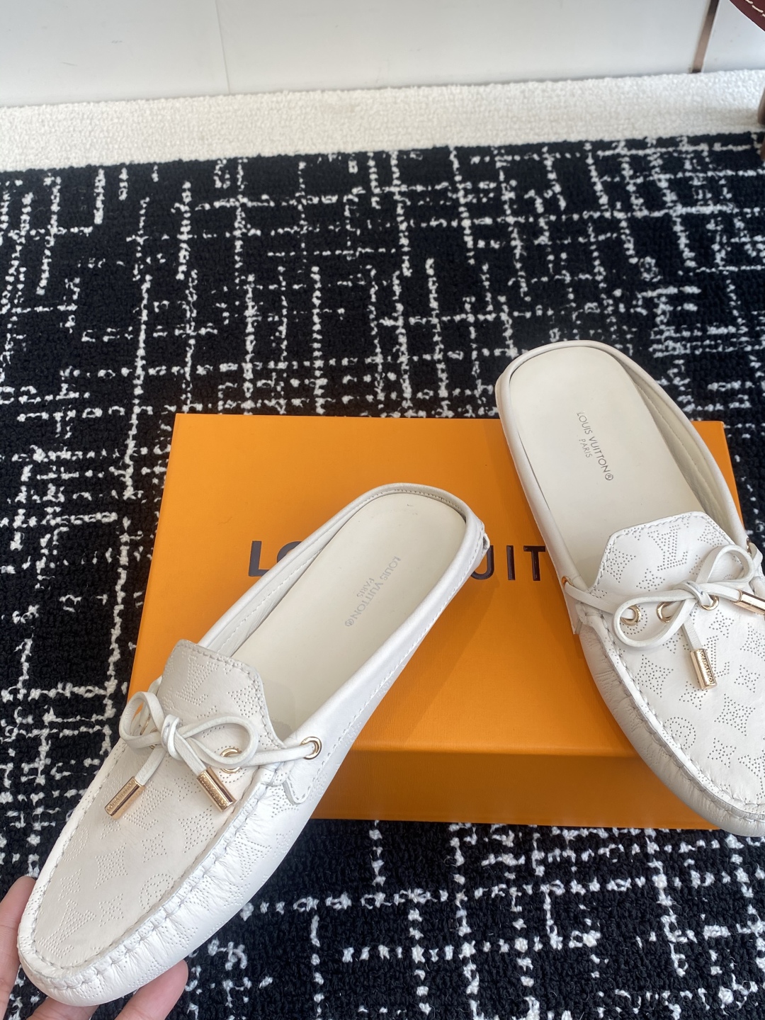 Louis Vuitton Monte Carlo Driver Loafers White Embossed Monogram Leather