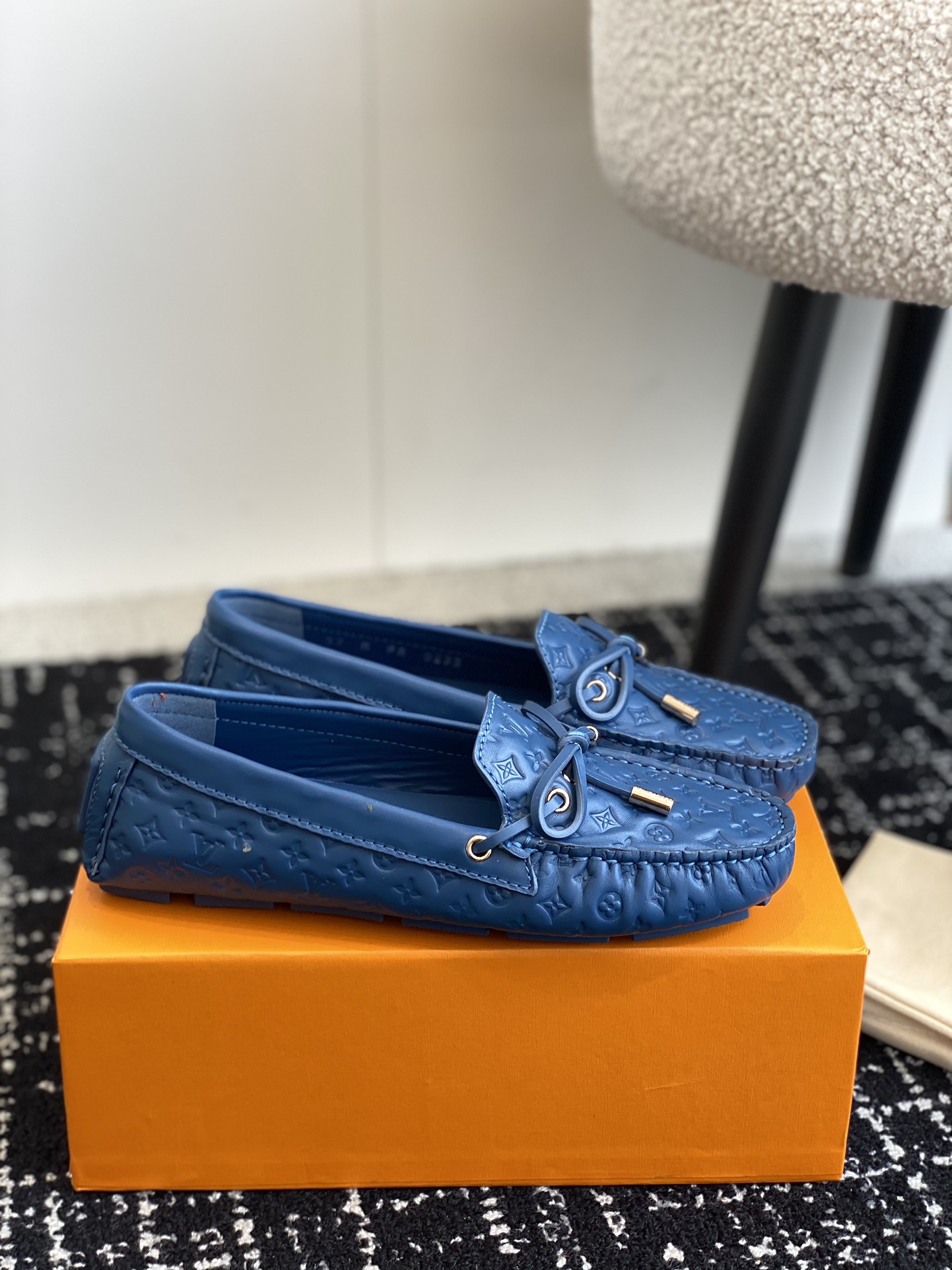 Louis Vuitton Monte Carlo Loafer Blue Monogram Embossed Leather