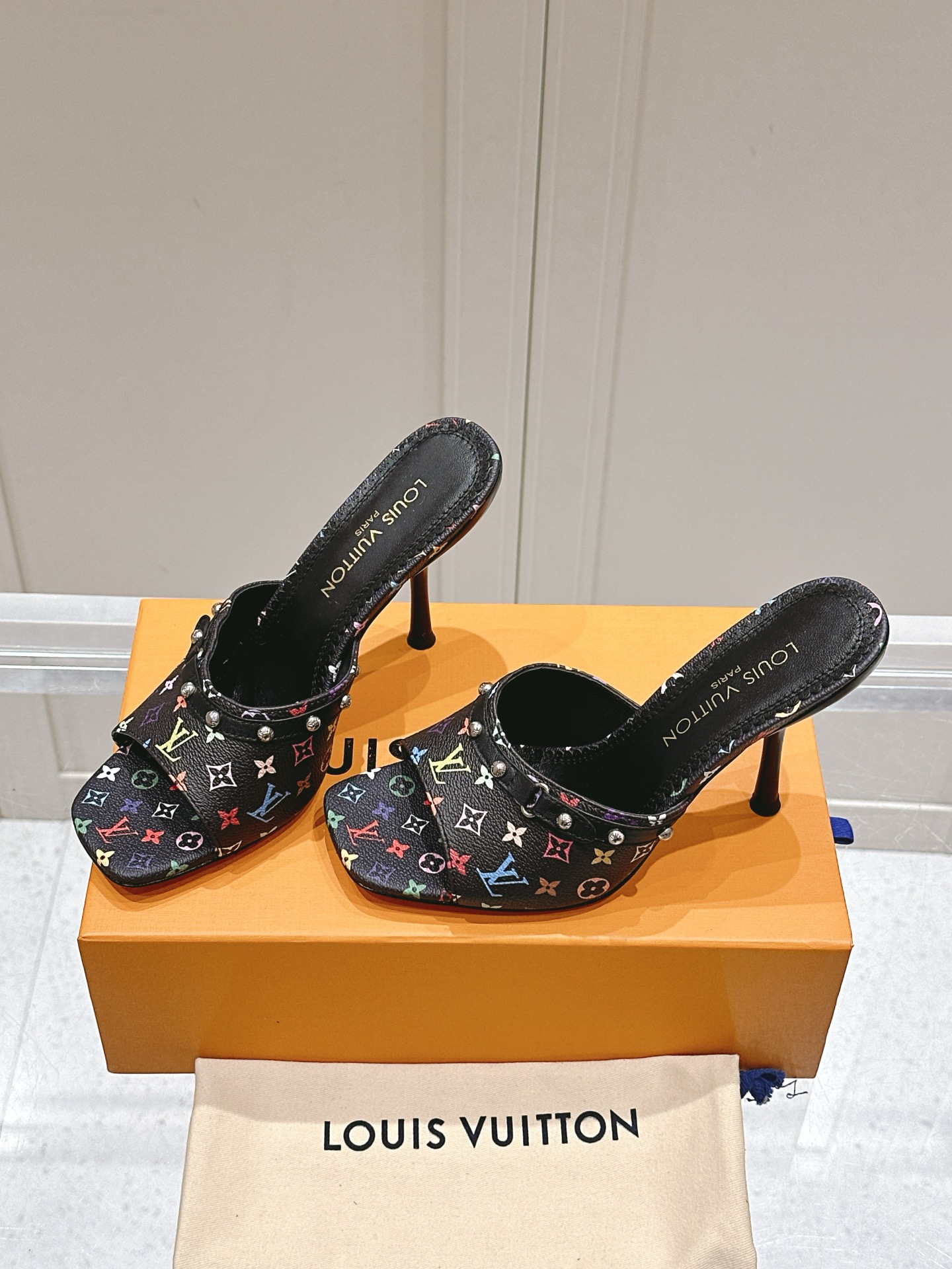 Louis Vuitton Multicolor Monogram High-Heel Mules