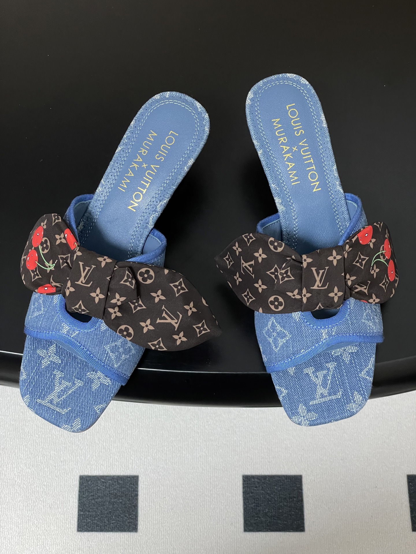 Louis Vuitton Murakami Blue Denim Bow Heeled Sandals for Women
