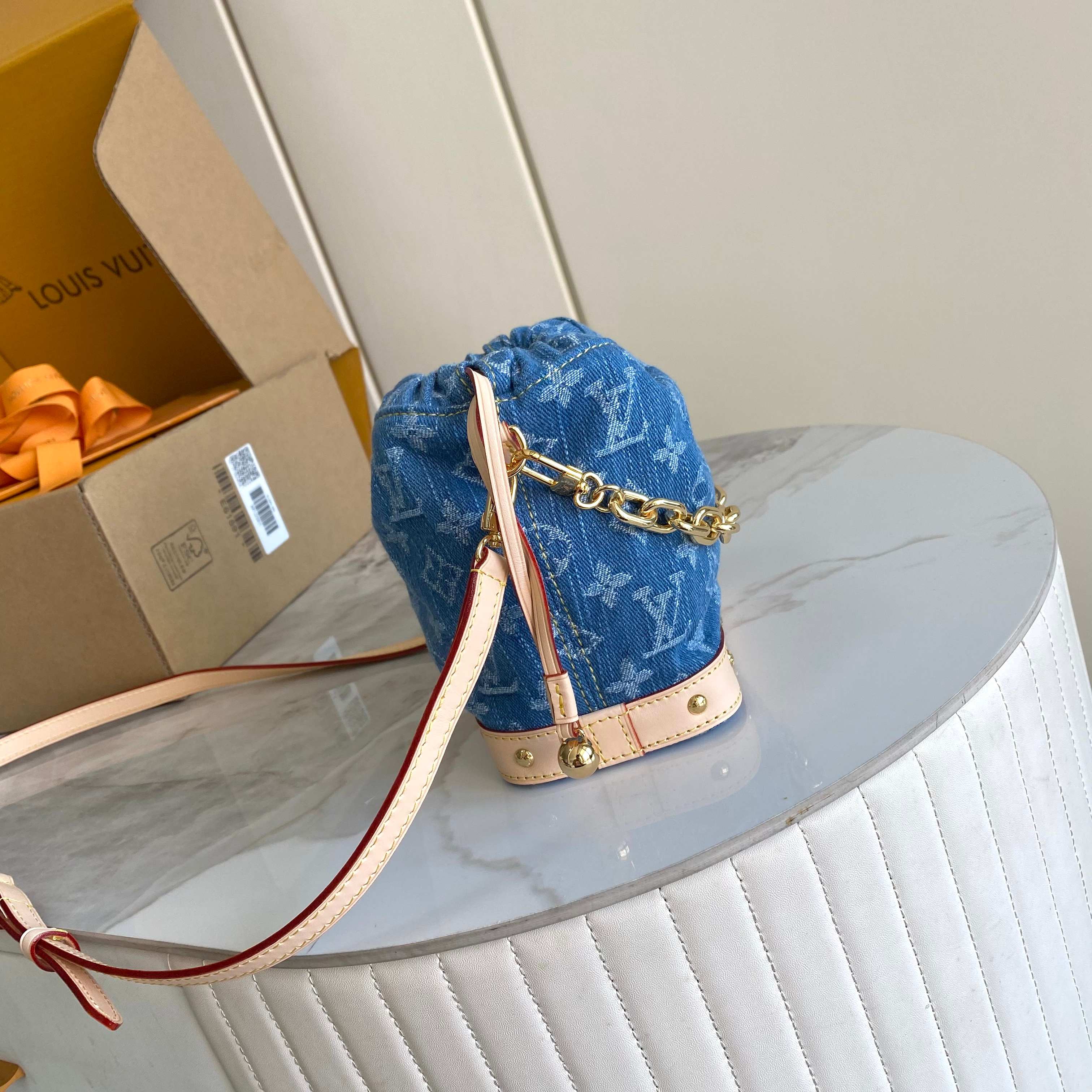 Louis Vuitton Nano Noé Monogram Denim Blue Backpack