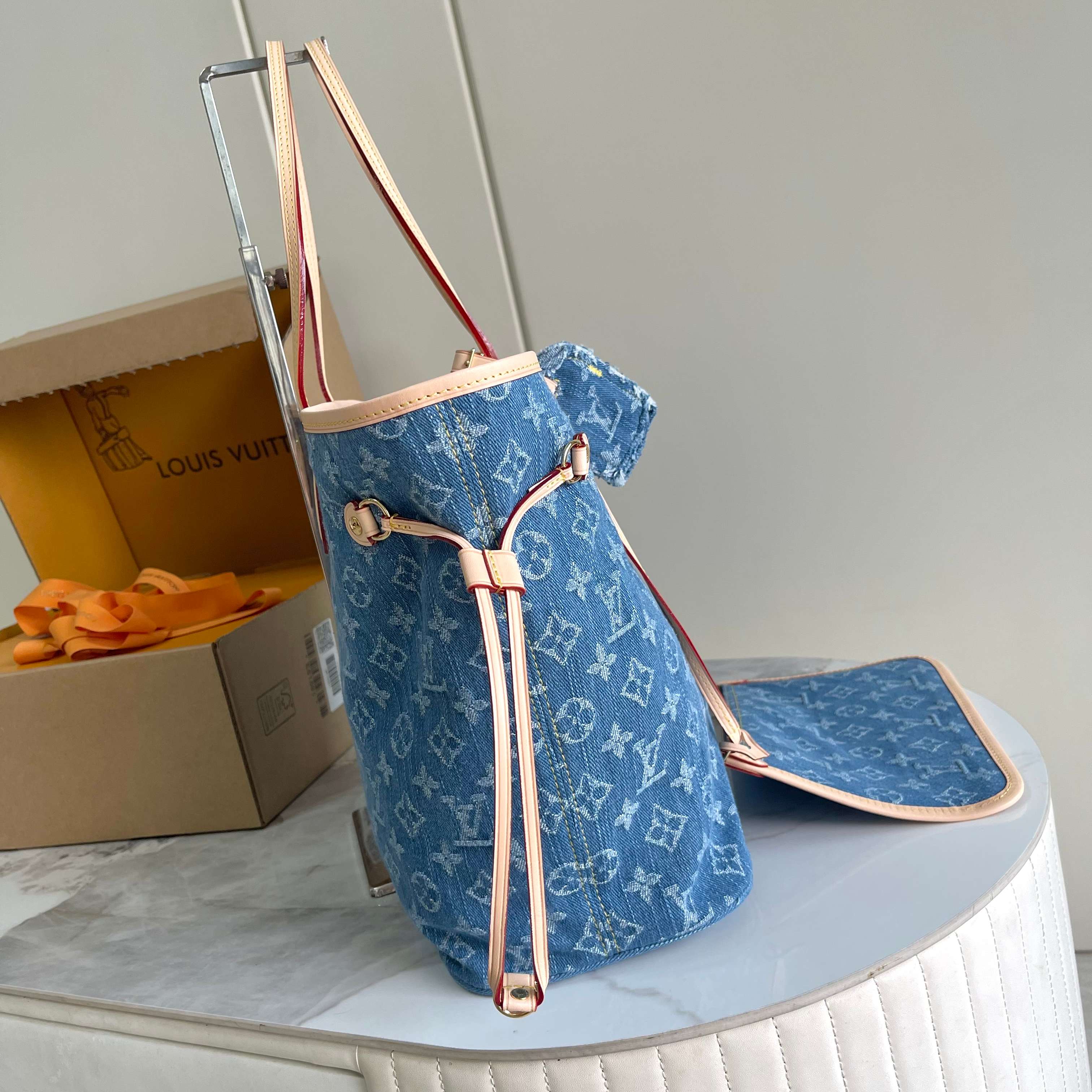 Louis Vuitton Neverfull MM Monogram Denim Blue