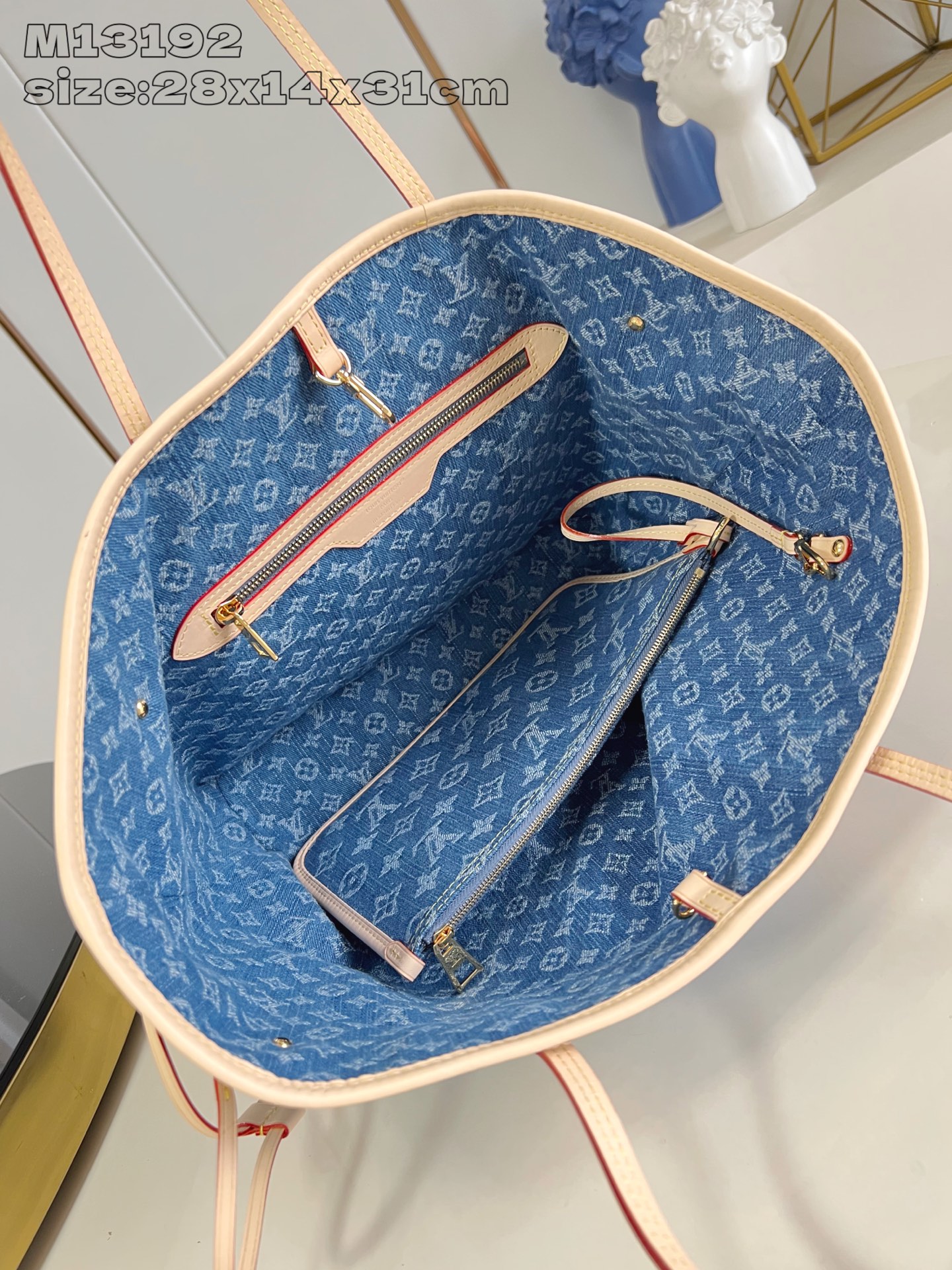 Louis Vuitton Neverfull MM Monogram Denim Blue Bag