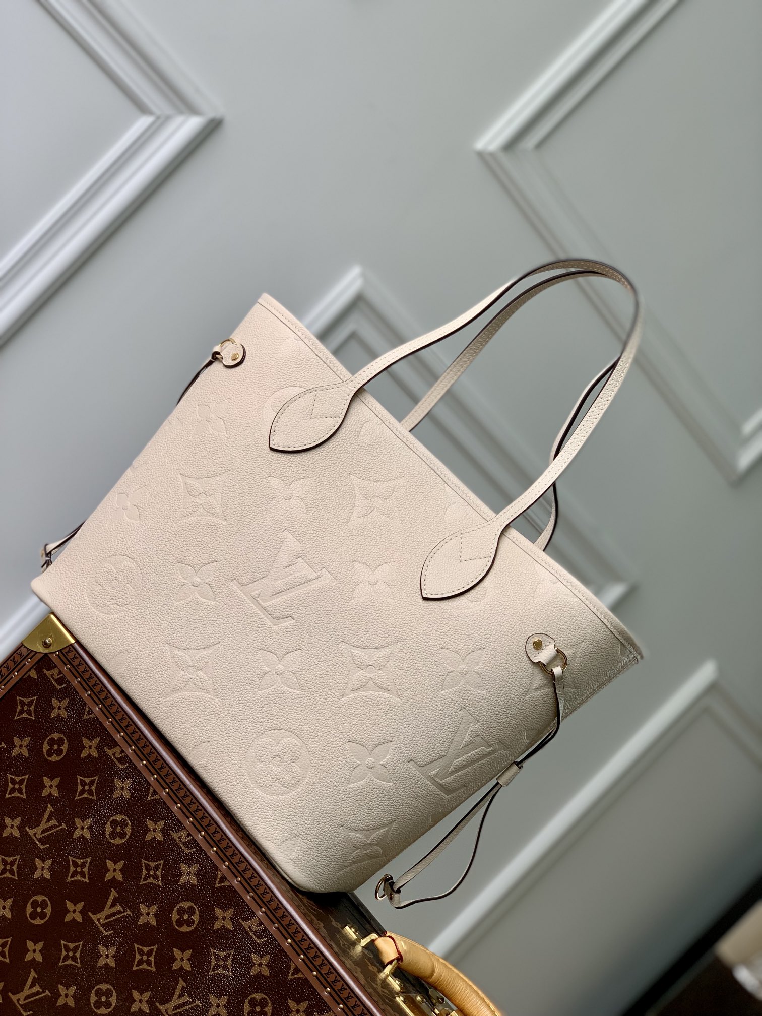 Louis Vuitton Neverfull MM Monogram Empreinte Beige Bag