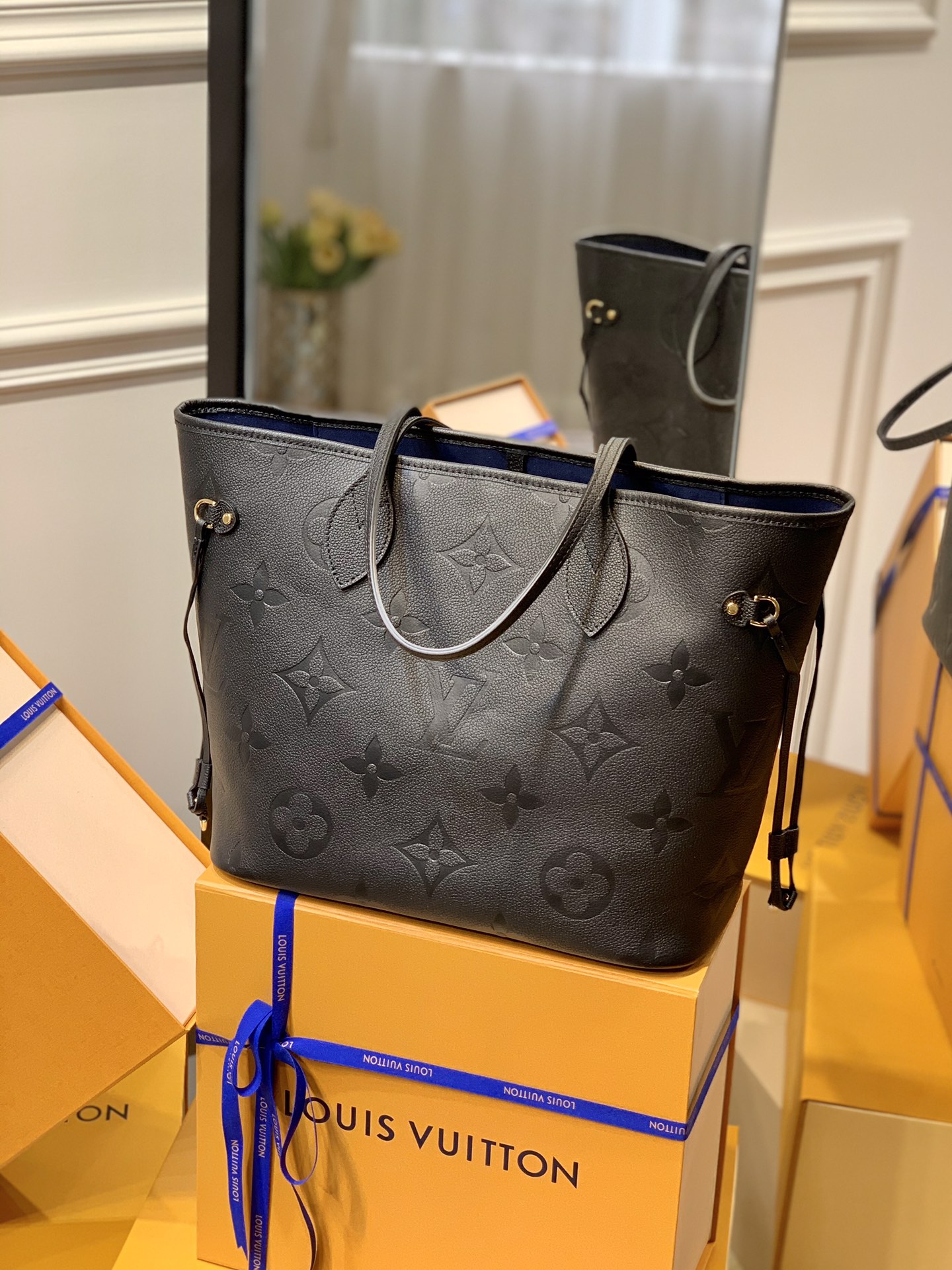 Louis Vuitton Neverfull MM Monogram Empreinte Black Bag
