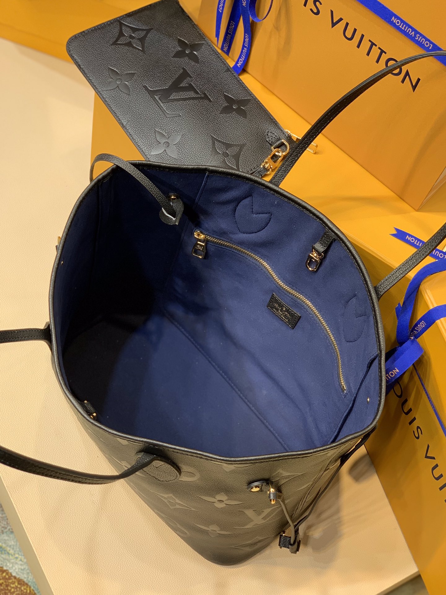 Louis Vuitton Neverfull MM Monogram Empreinte Black Bag