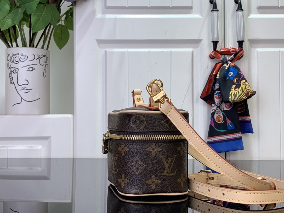 LOUIS VUITTON Nice Mini Monogram Canvas Bag Brown