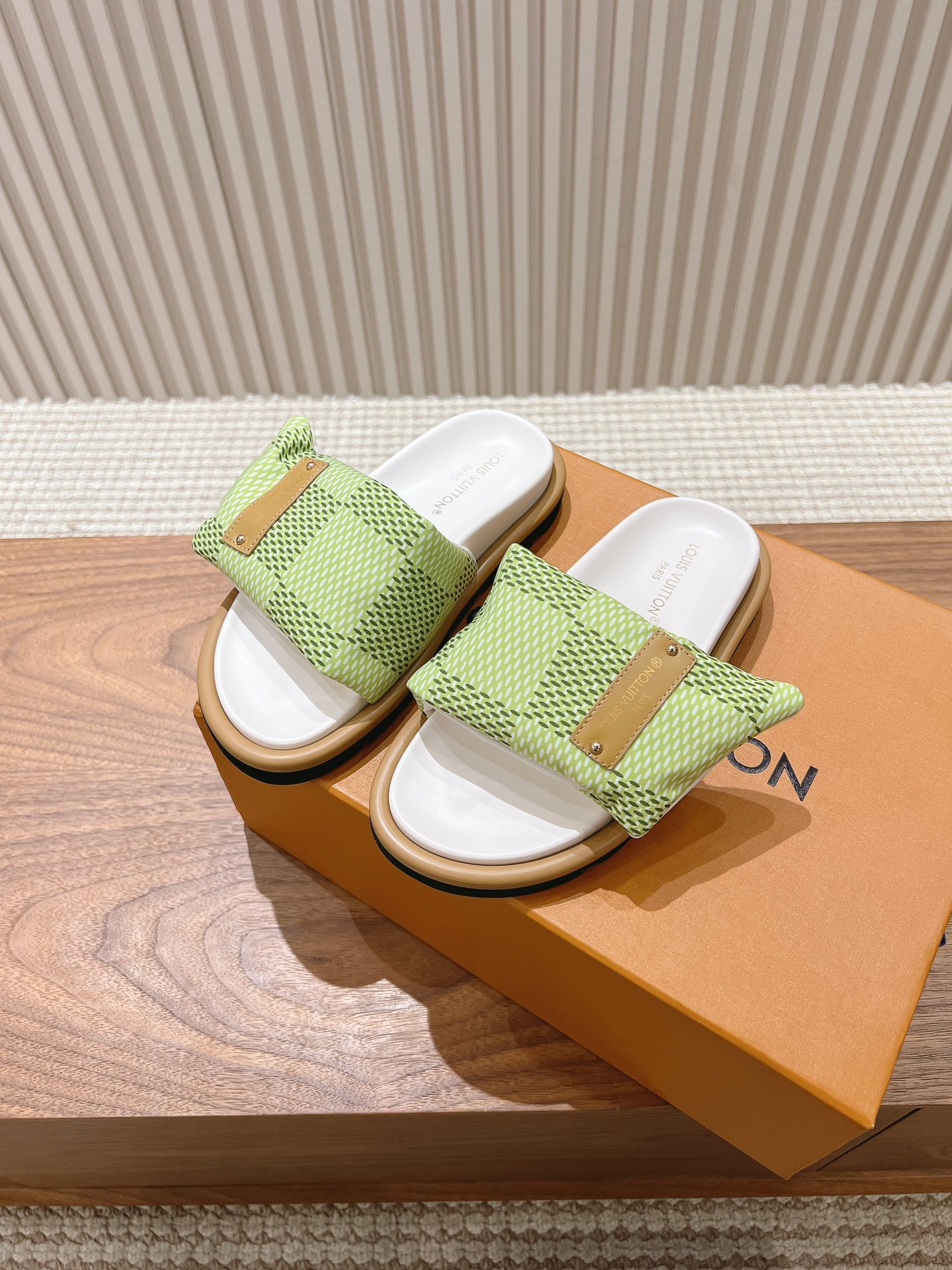 Louis Vuitton  Nylon Damierlicious LV Pool Pillow Flat Comfort Mule Light Blue