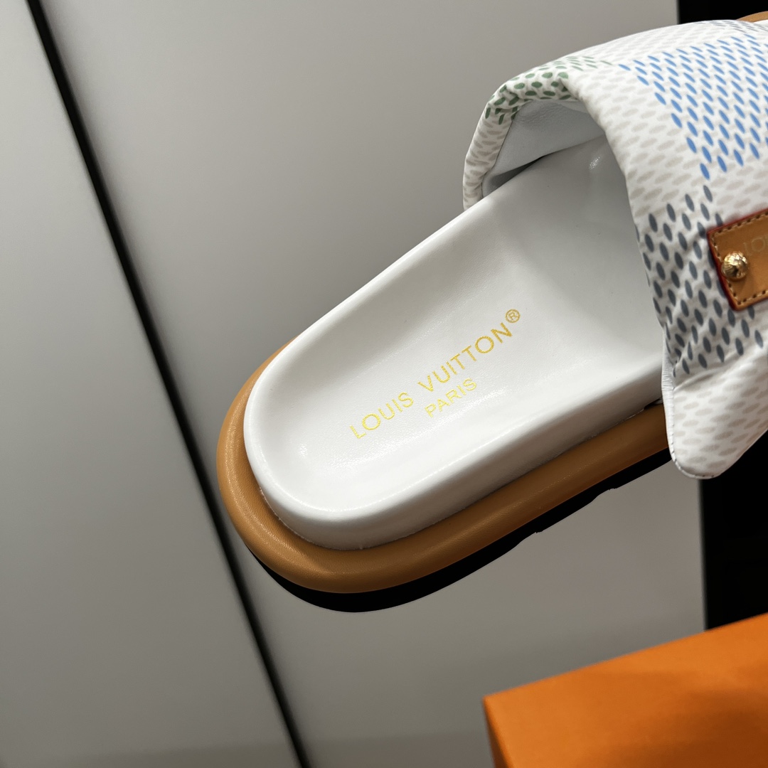 Louis Vuitton  Nylon Damierlicious LV Pool Pillow Flat Comfort Mule Light Blue Sold Out