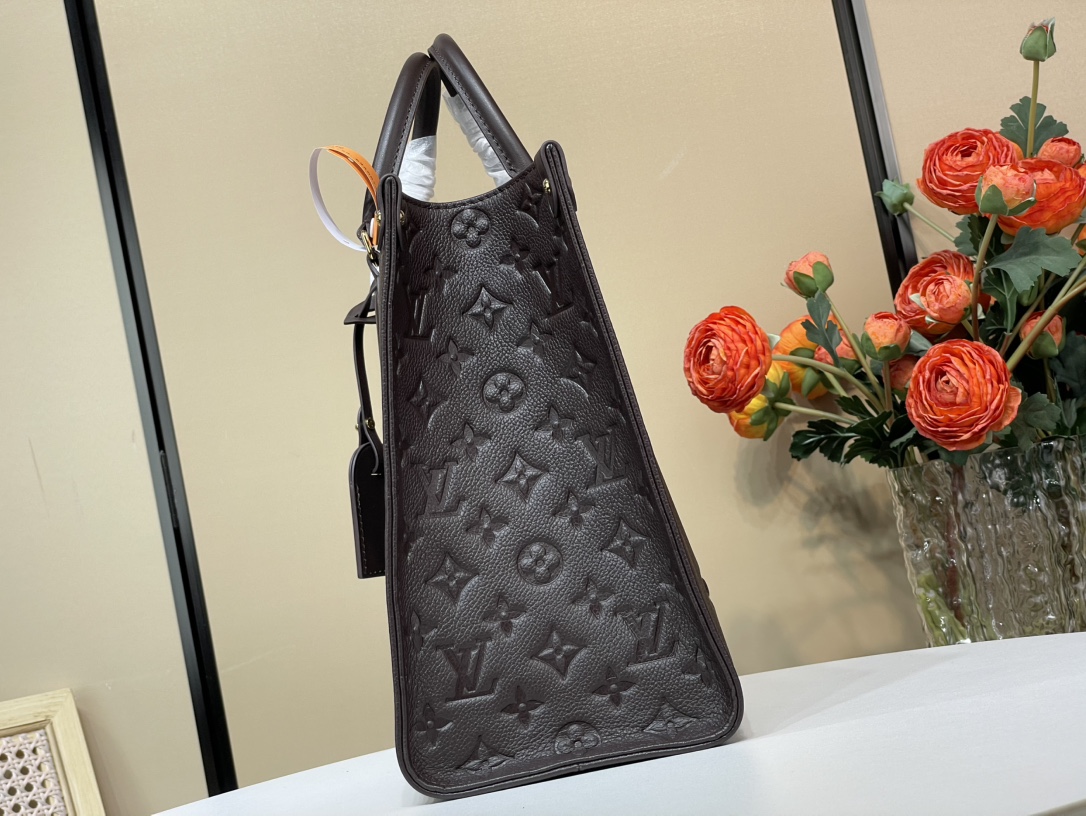 Louis Vuitton OnTheGo Gm Black Leather Tote Shoulder Bag