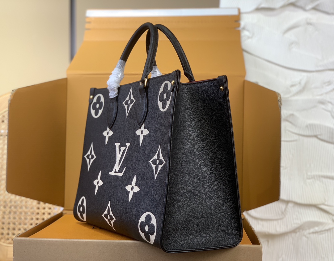 Louis Vuitton OnTheGo GM Leather Bicolor Monogram Empreinte Bag Black