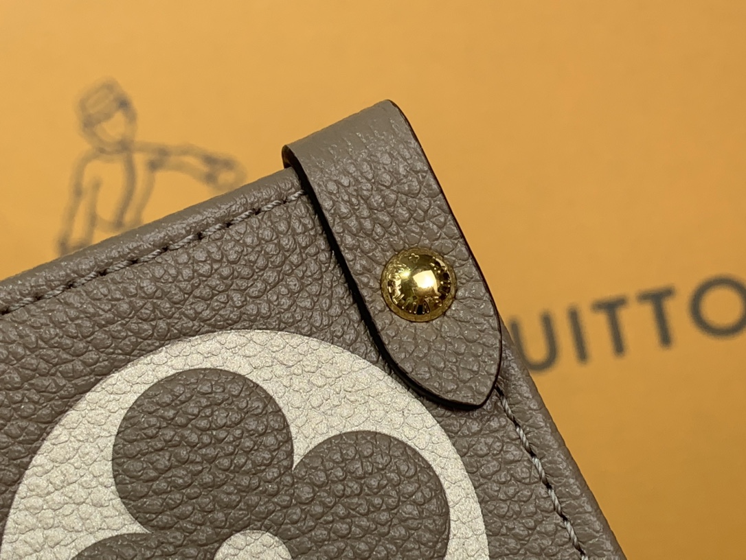 Louis Vuitton OnTheGo MM Bag Bicolor Monogram Empreinte Leather Gray