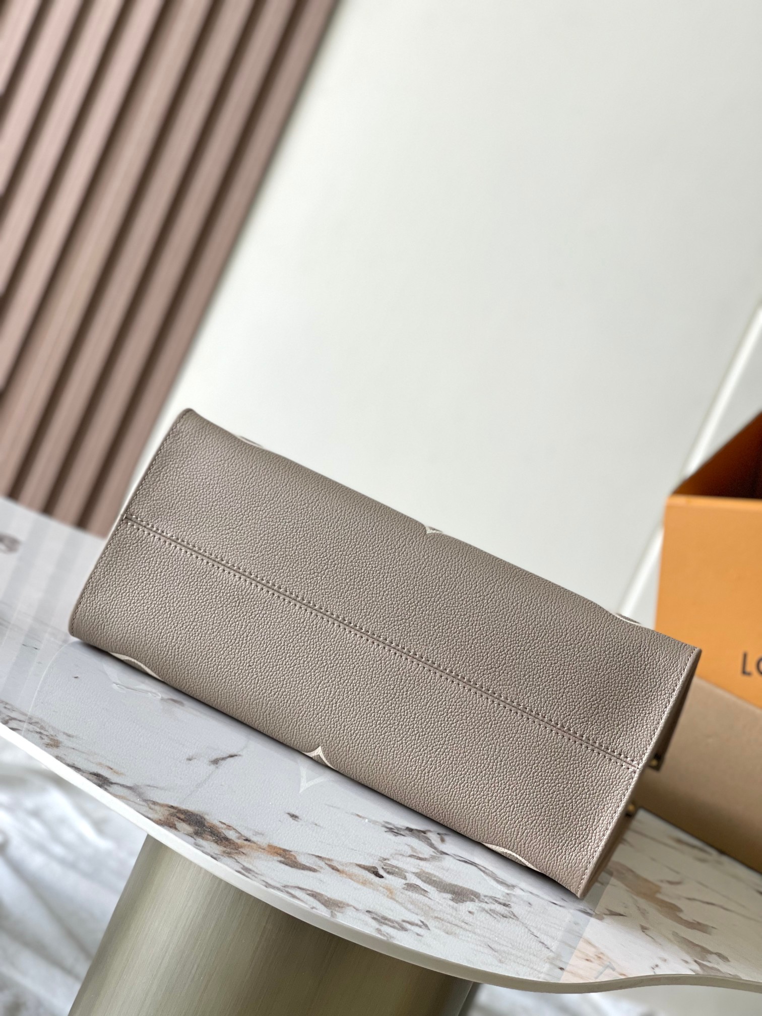 LOUIS VUITTON OnTheGo MM Leather Bicolor Monogram Empreinte Bag Gray