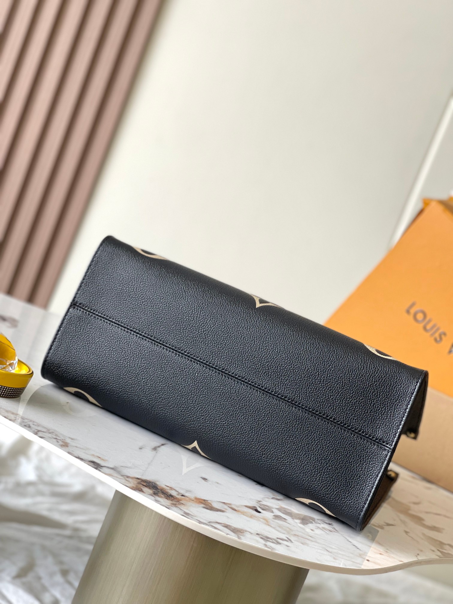 LOUIS VUITTON OnTheGo MM Leather Bicolor Monogram Empreinte Black Bag