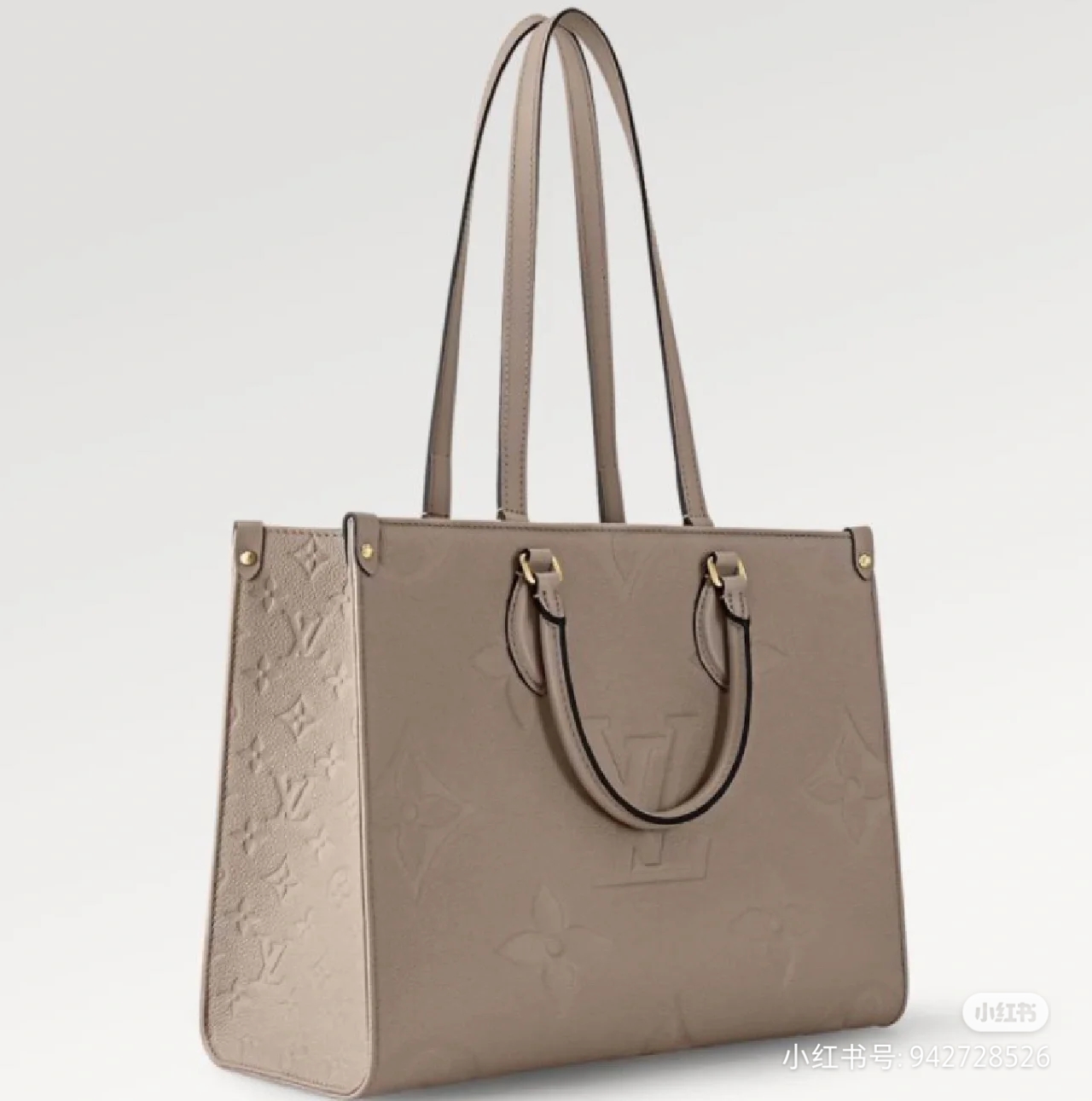 Louis Vuitton OnTheGo Top Handle Bag GM Gray Leather