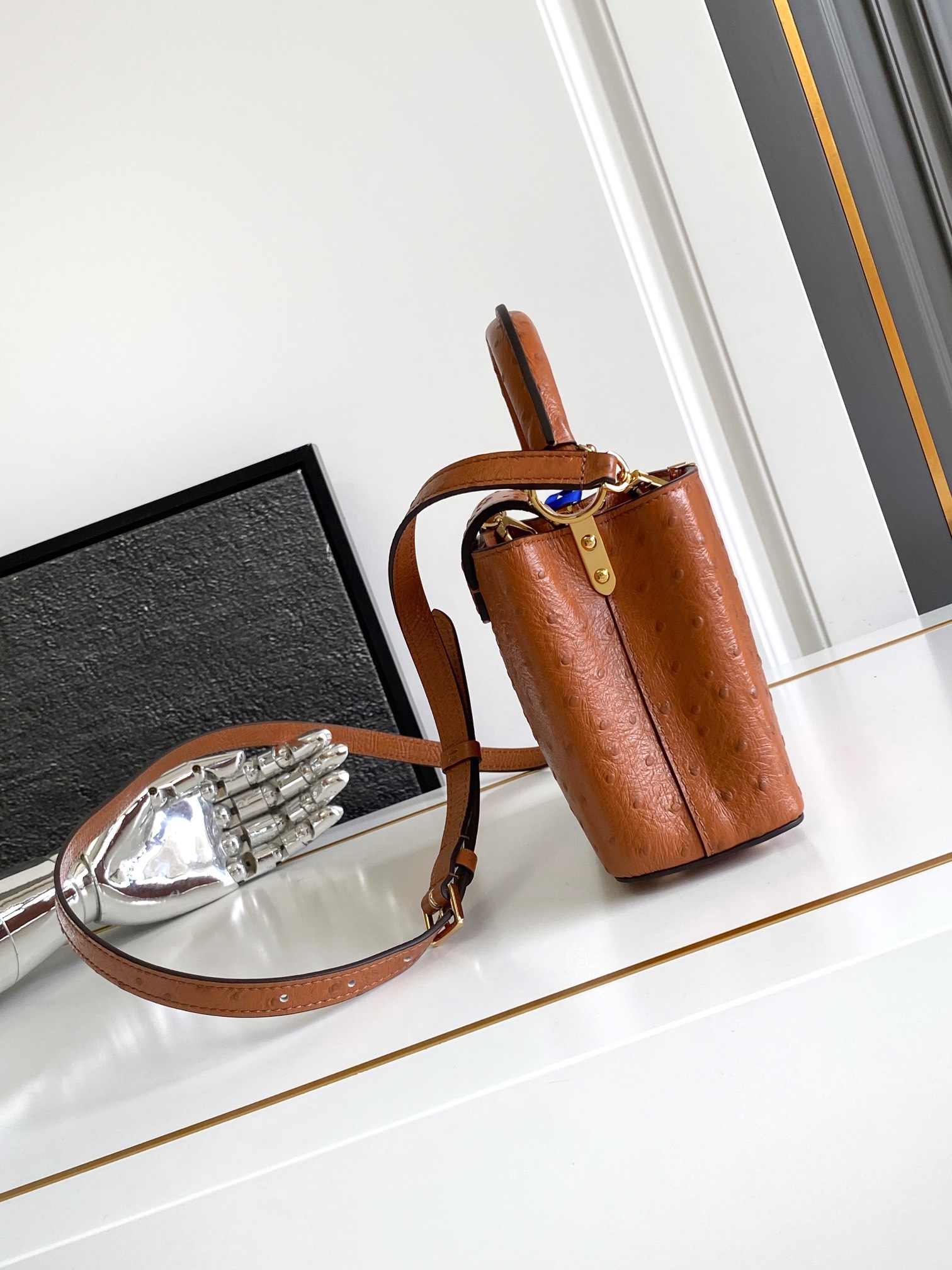 Louis Vuitton Ostrich Capucines BB w/ Tags - Brown Handle Bags, Handbags -