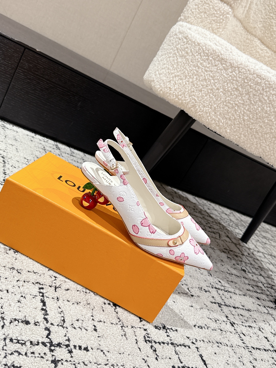 Louis Vuitton Pink Blossom Slingback Heels