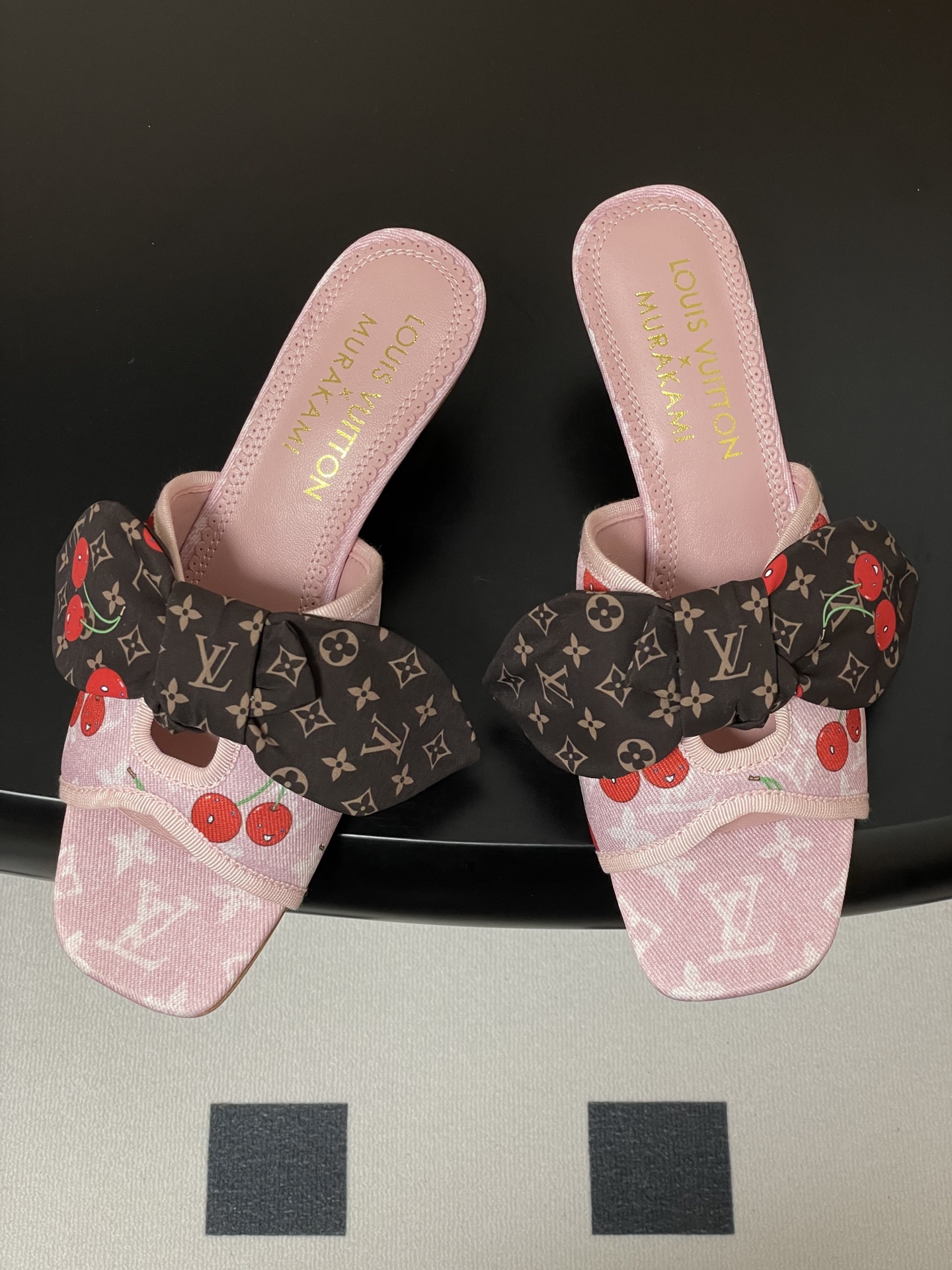 Louis Vuitton Pink Cherry Bow High Heel Sandals