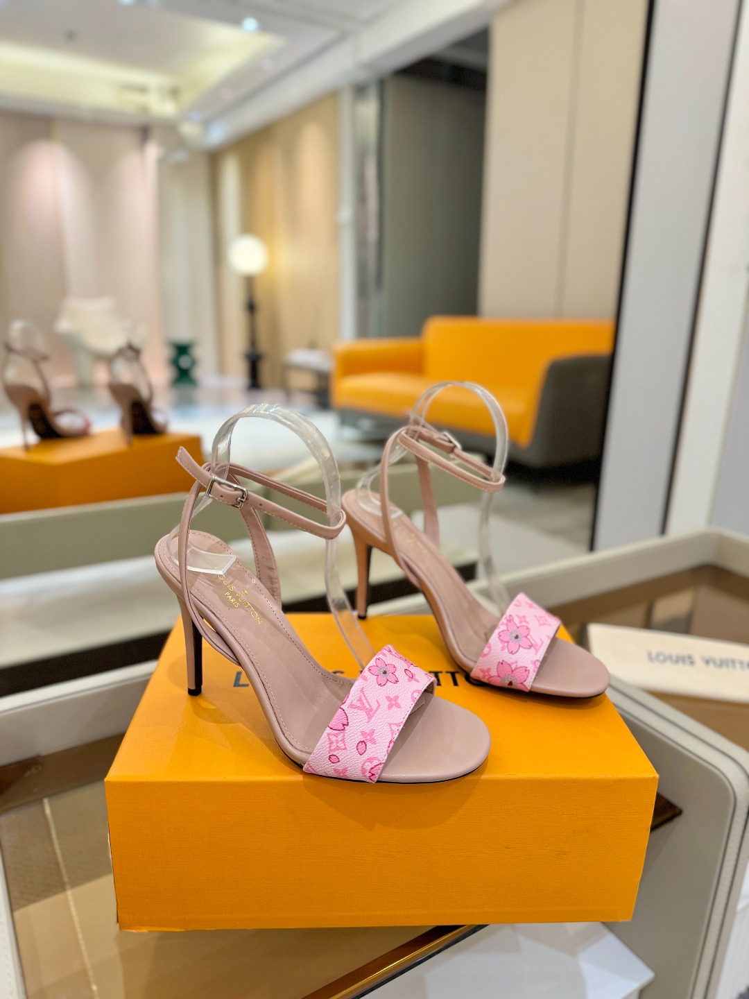Louis Vuitton Pink Monogram High Heel Sandals for Women