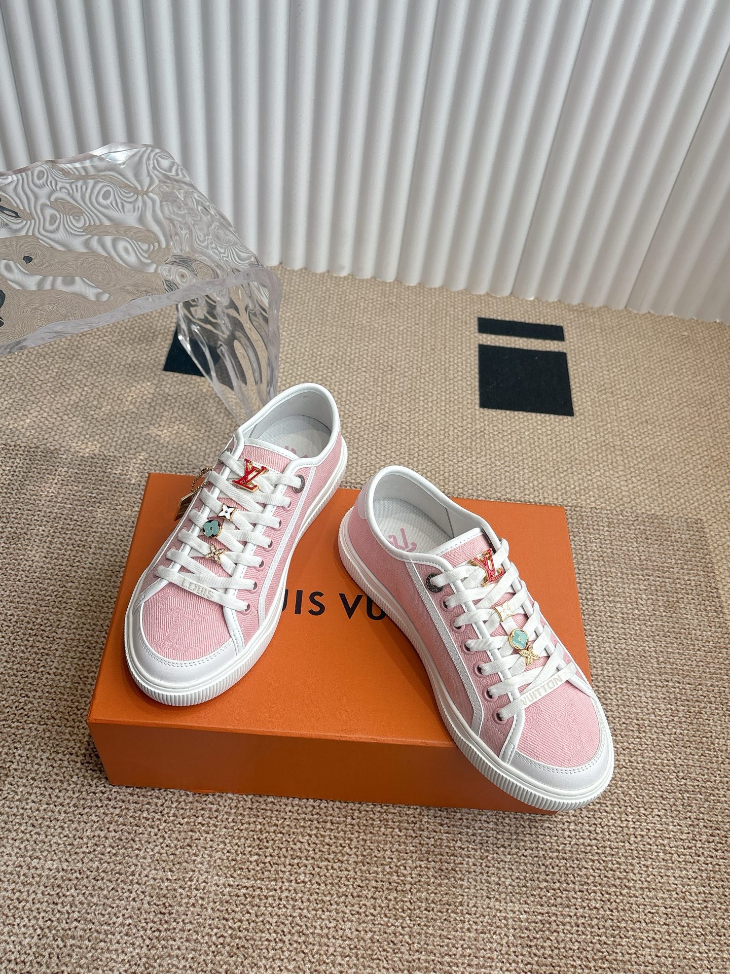Louis Vuitton Pink Monogram Lace-Up Sneakers