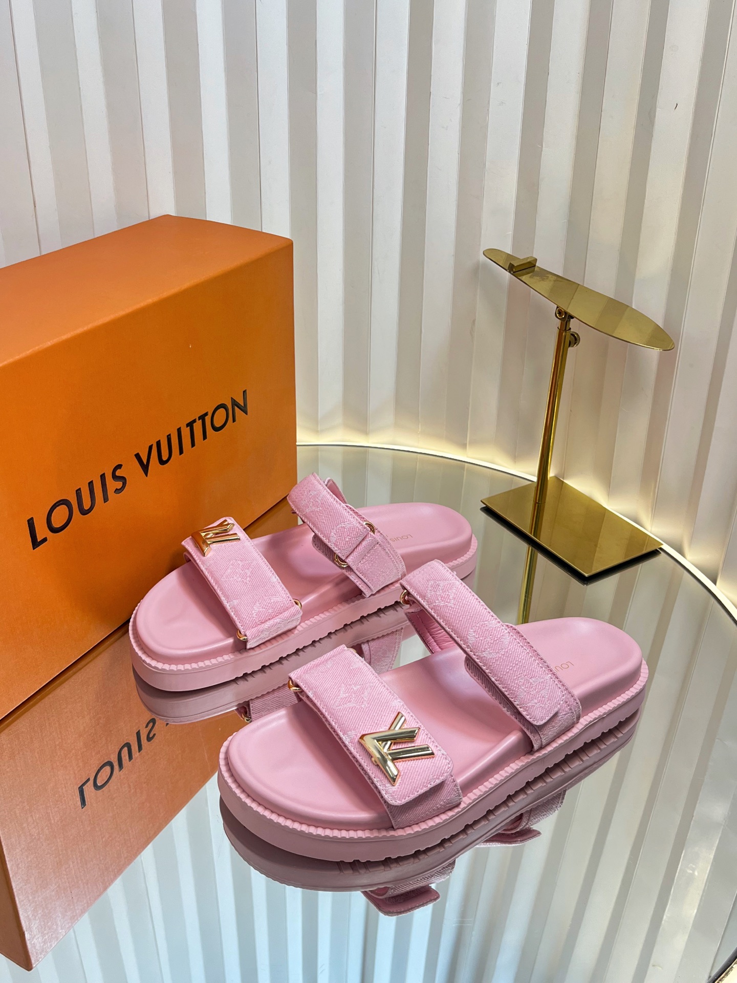 Louis Vuitton Pink Monogram Platform Sandals