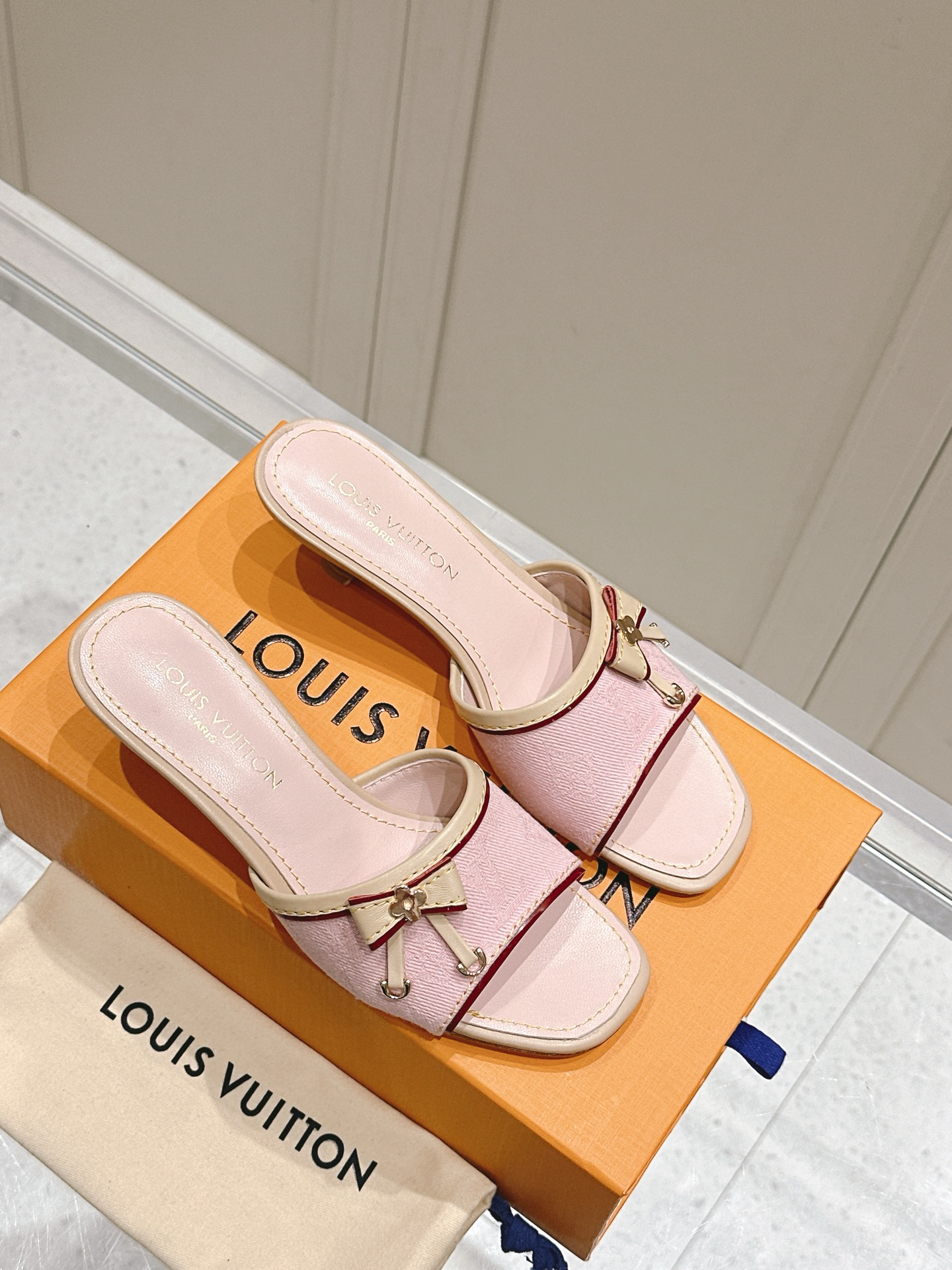 Louis Vuitton Pink Monogram Slide Sandals