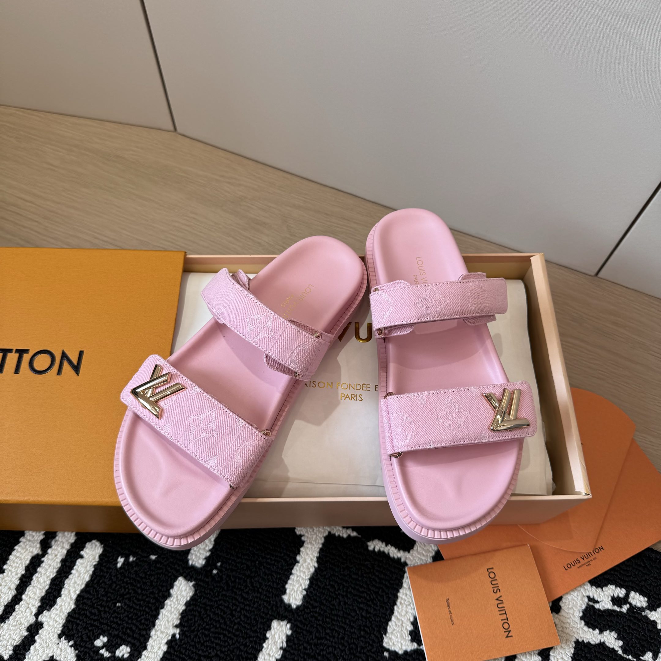 Louis Vuitton Pink Monogram Slides