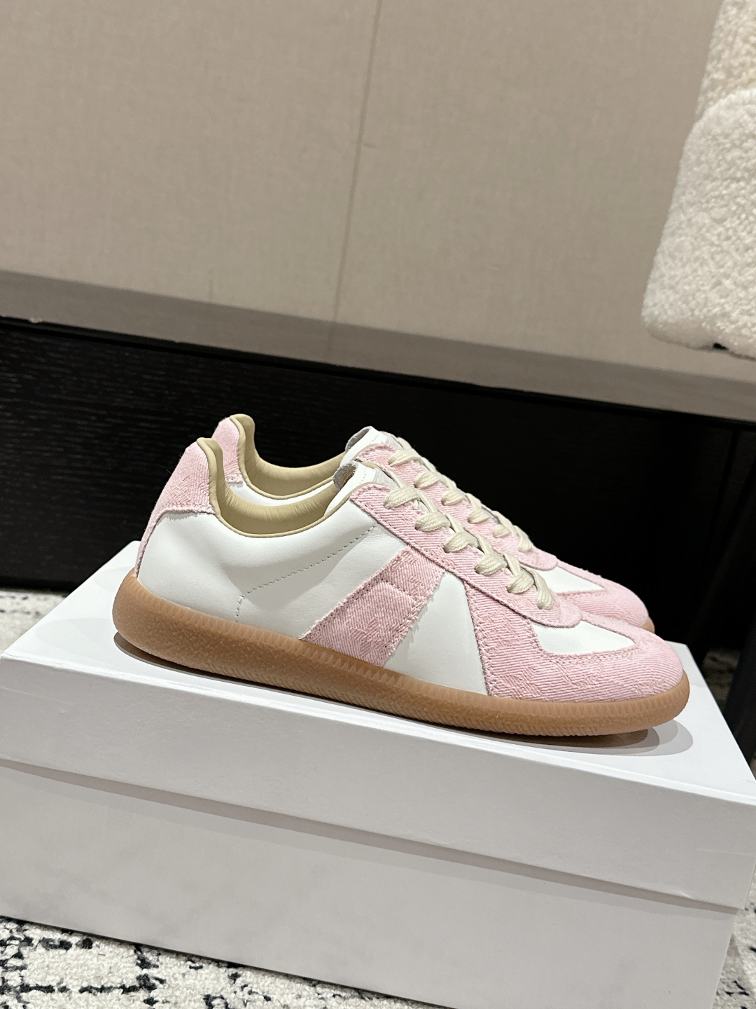 Louis Vuitton Pink Monogram Sneaker with White Leather Trim