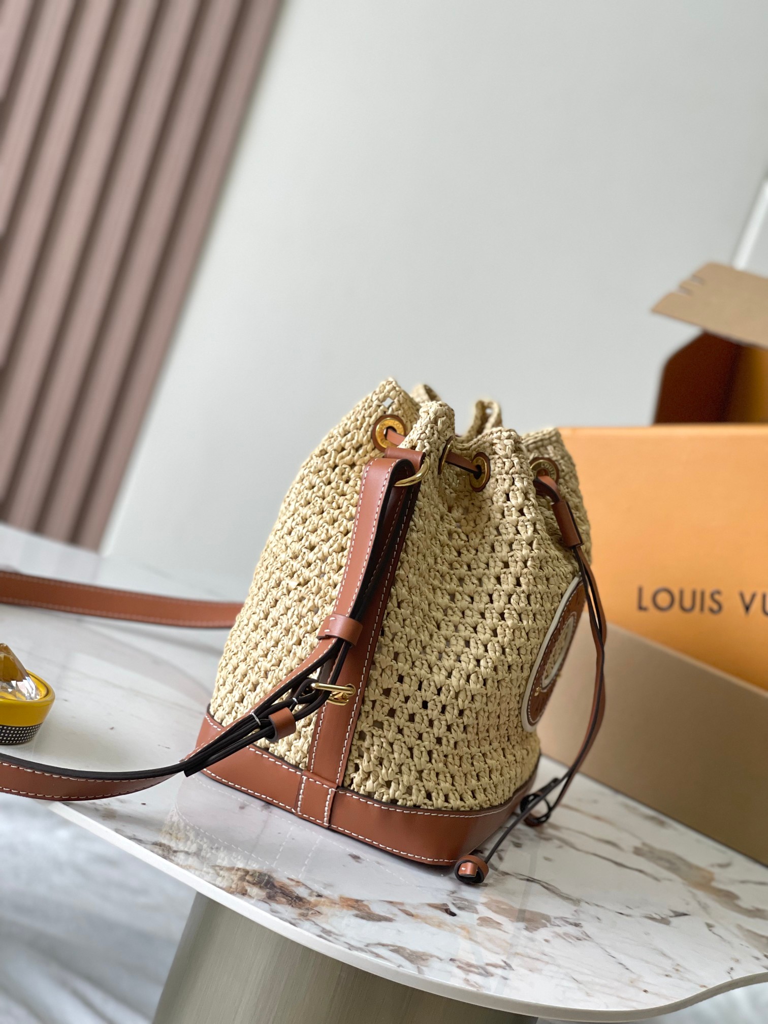 Louis Vuitton  Raffia Calfskin Noe BB Natural Tan Sold Out
