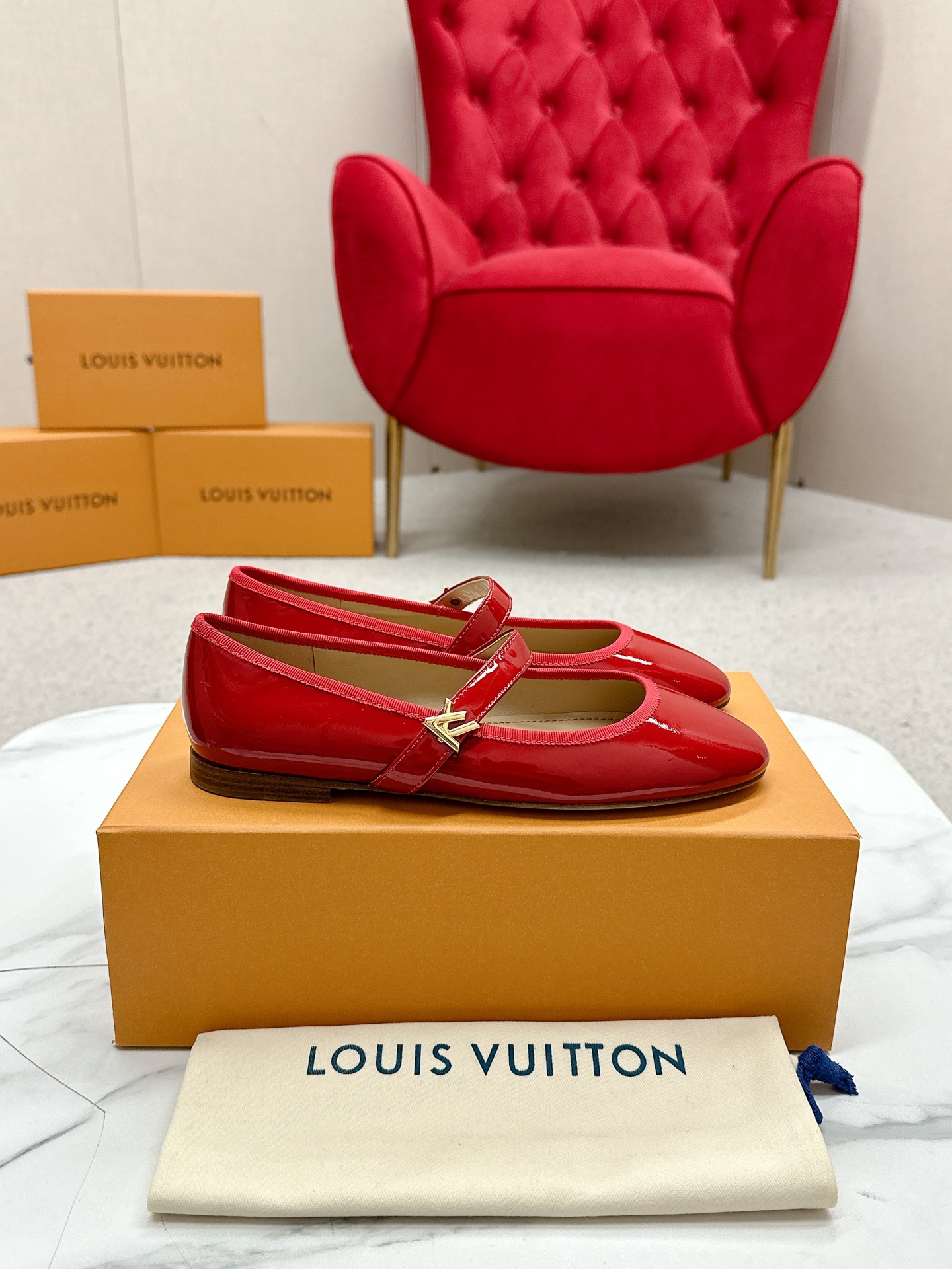 Louis Vuitton Romy Flat Ballerina Shoes - Women - Red Flats | LOUIS VUITTON