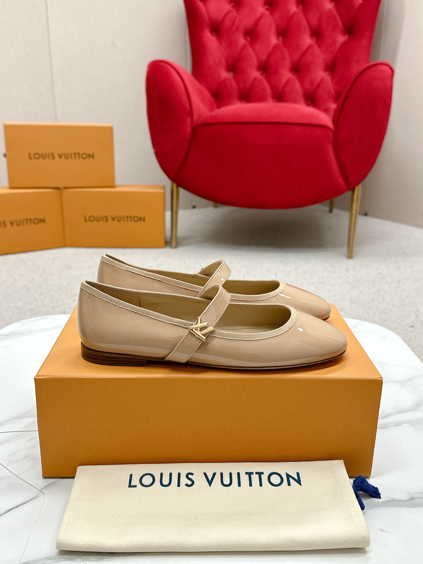 Louis Vuitton Romy Flat Ballerina - Women's - Beige Flats | LOUIS VUITTON