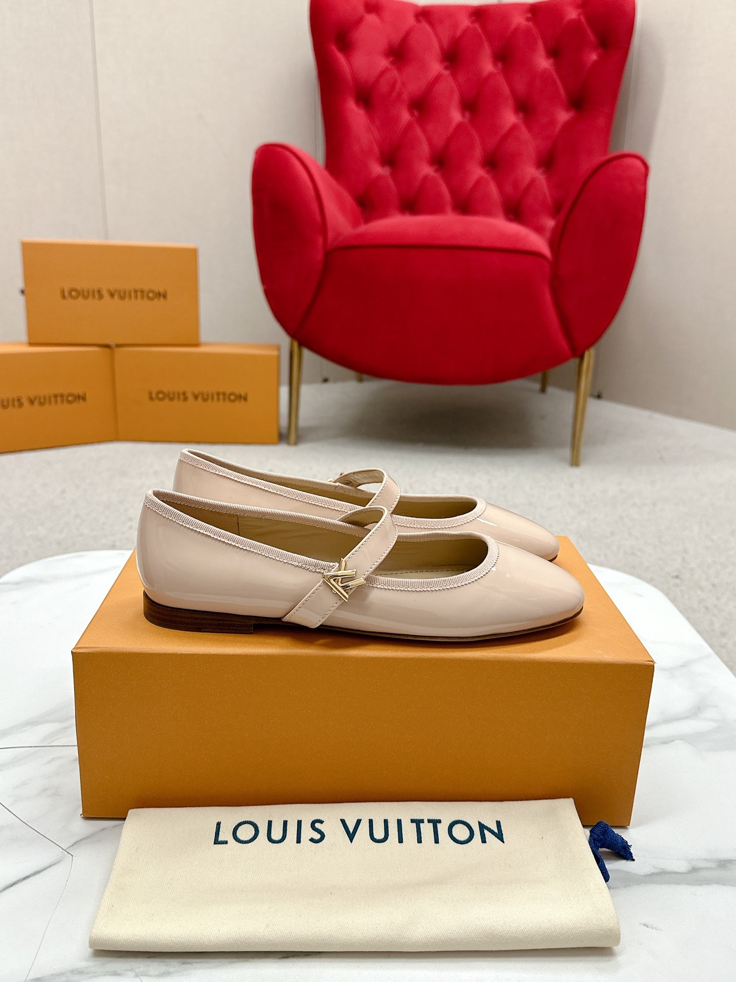 Louis Vuitton Romy Flat Ballerina - Women's - Light Beige Flats | LOUIS VUITTON