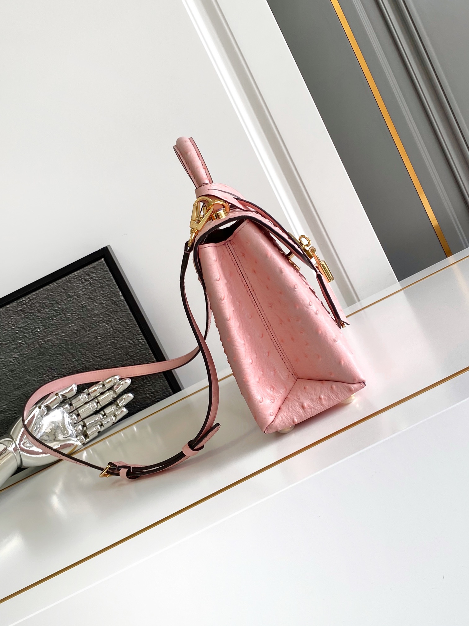 Louis Vuitton Rose des Ventes mini bag in pink ostrich