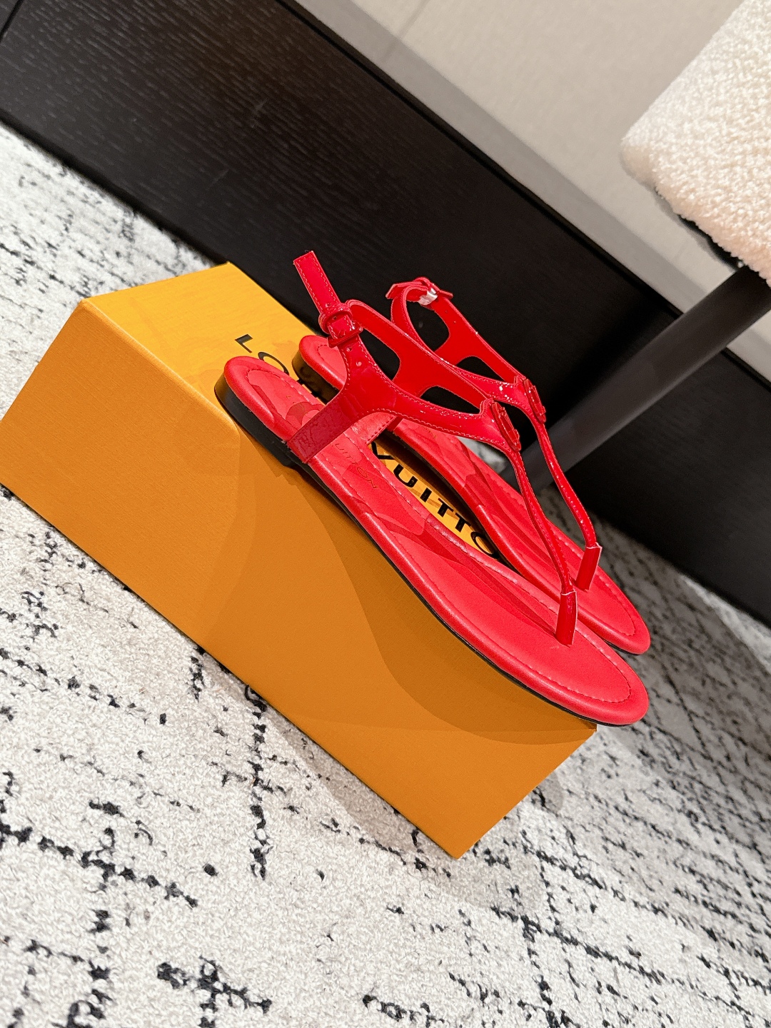 Louis Vuitton  Rubber Bikini Thong Flat Sandals  Red Sold Out