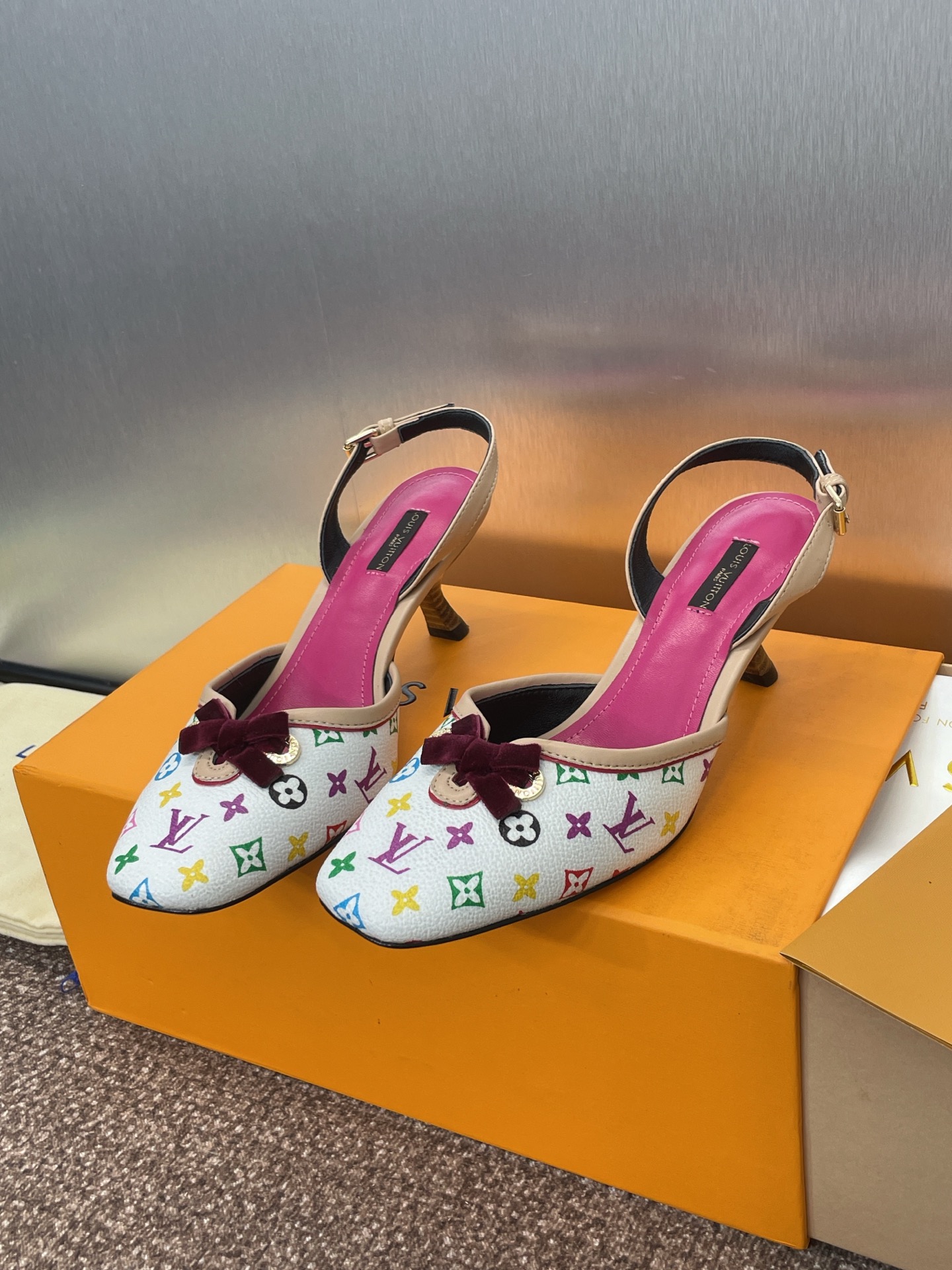 louis vuitton shoes  MULTICOLORED MONOGRAM CANVAS MULE PUMPS SHOES Multiple colors