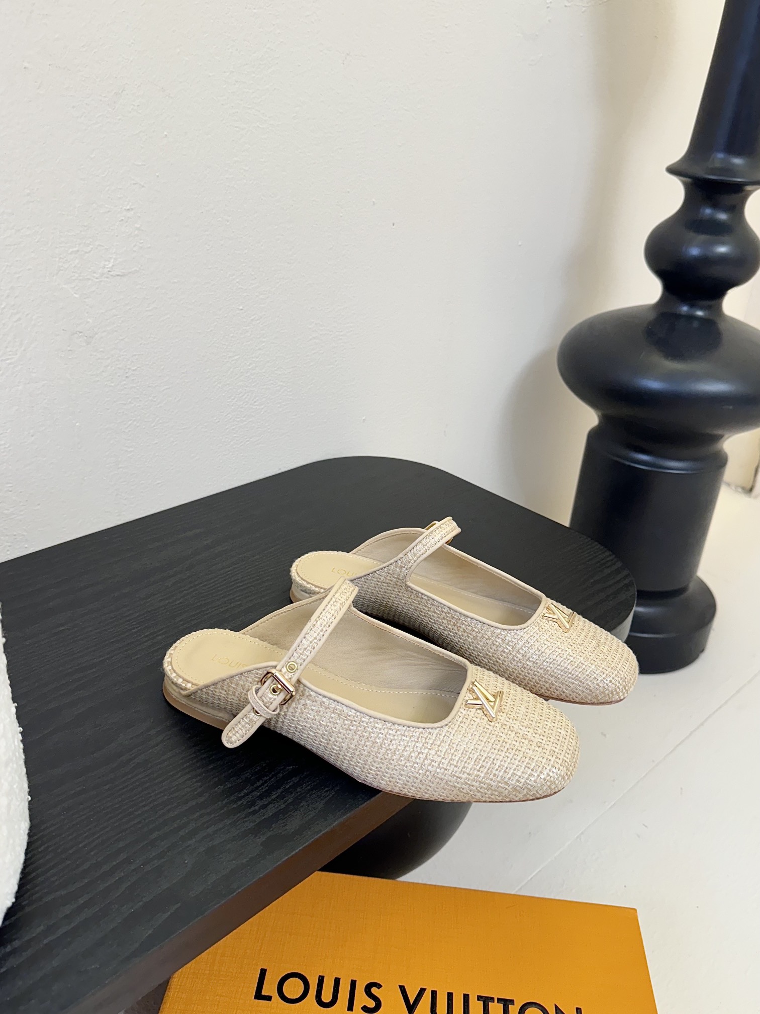 Louis Vuitton Swing Open Back Ballerina   Colors Natural