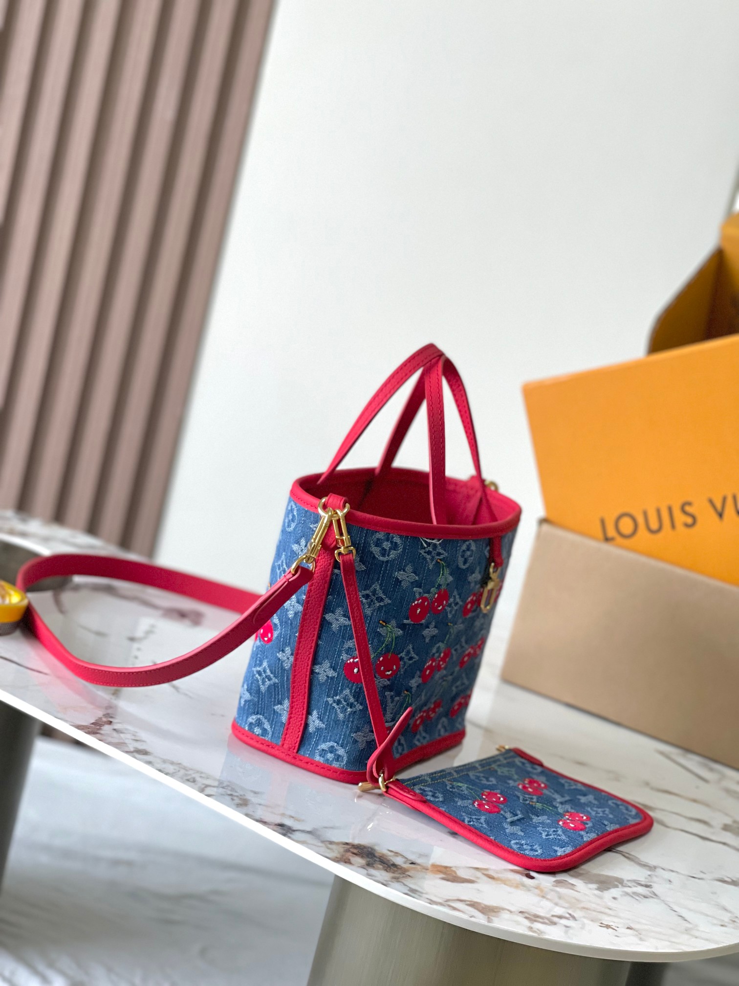 Louis Vuitton Takashi Murakami 2025 CHERRY Denim Neverfull