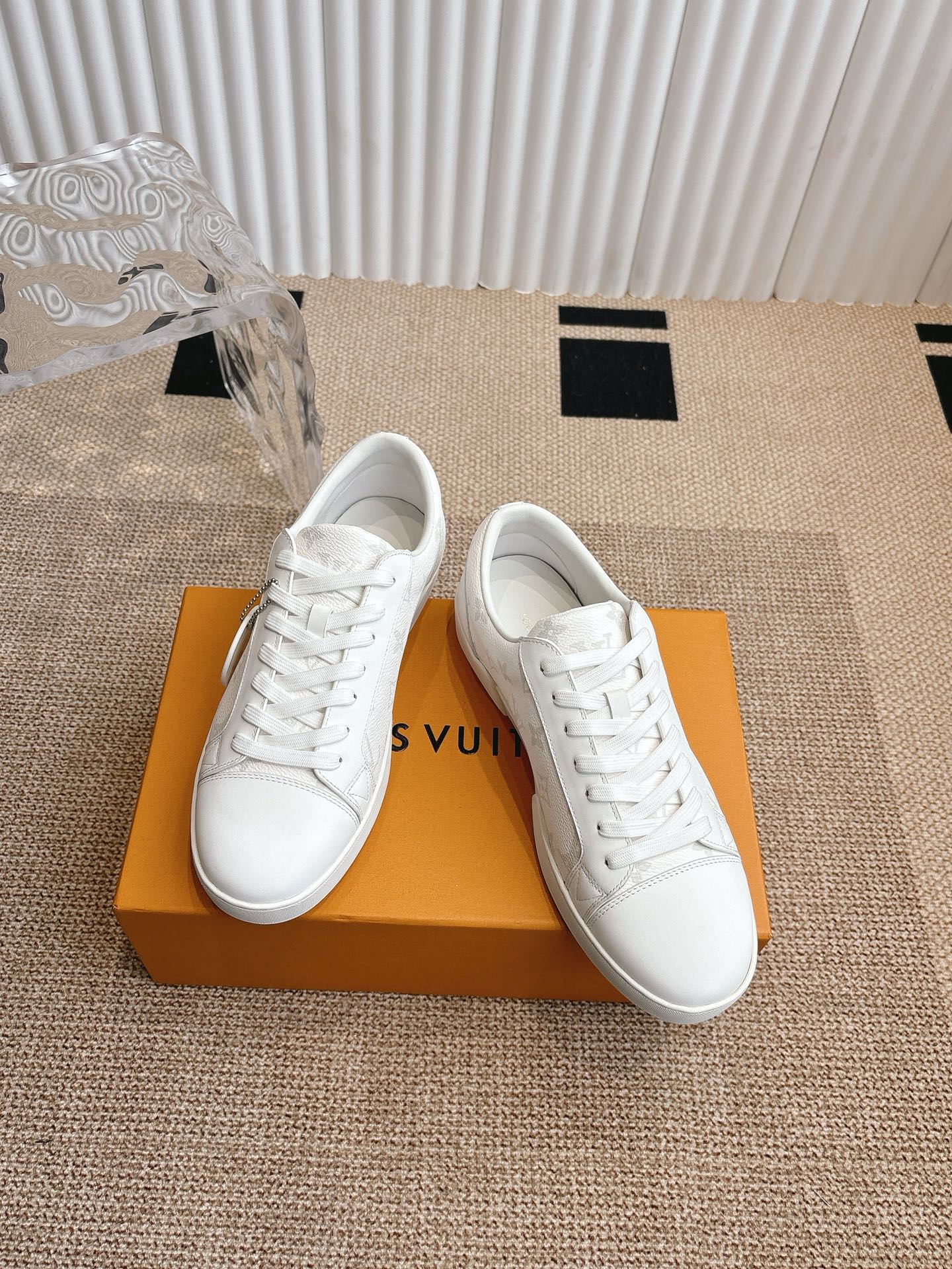Louis Vuitton Time Out White Calf Leather Sneakers