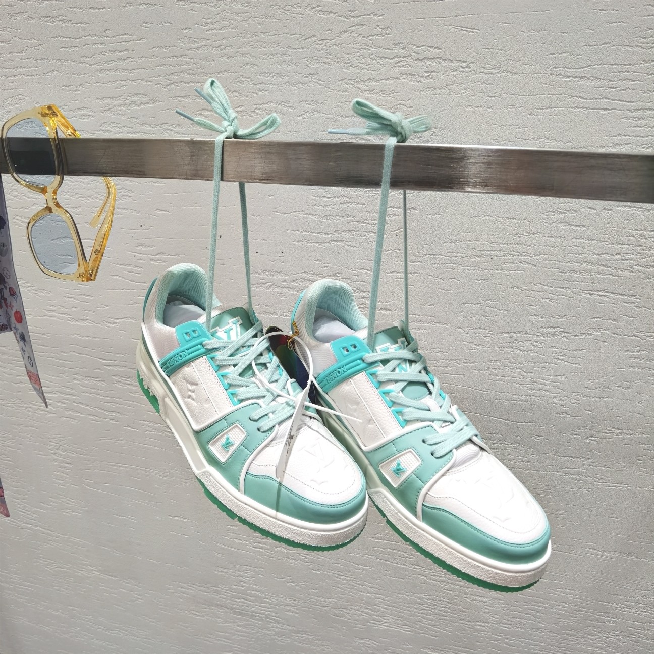 Louis Vuitton Trainer Men's Sneakers White Green Leather