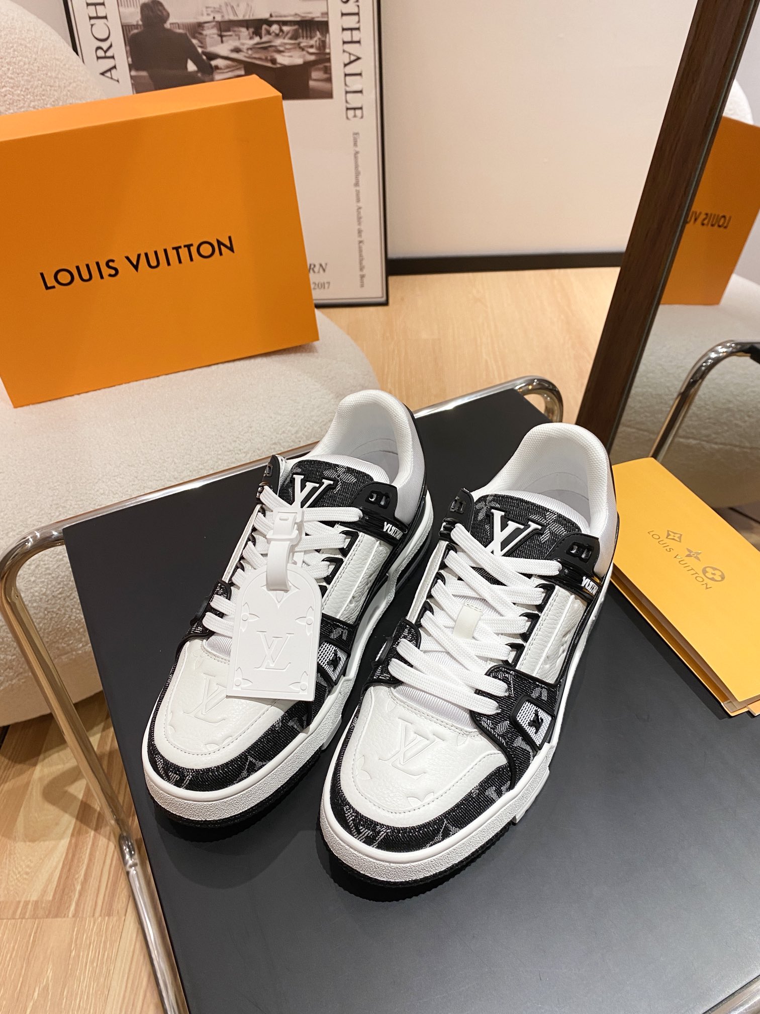 Louis Vuitton Trainer Sneakers â€“ Monogram Black & White Edition