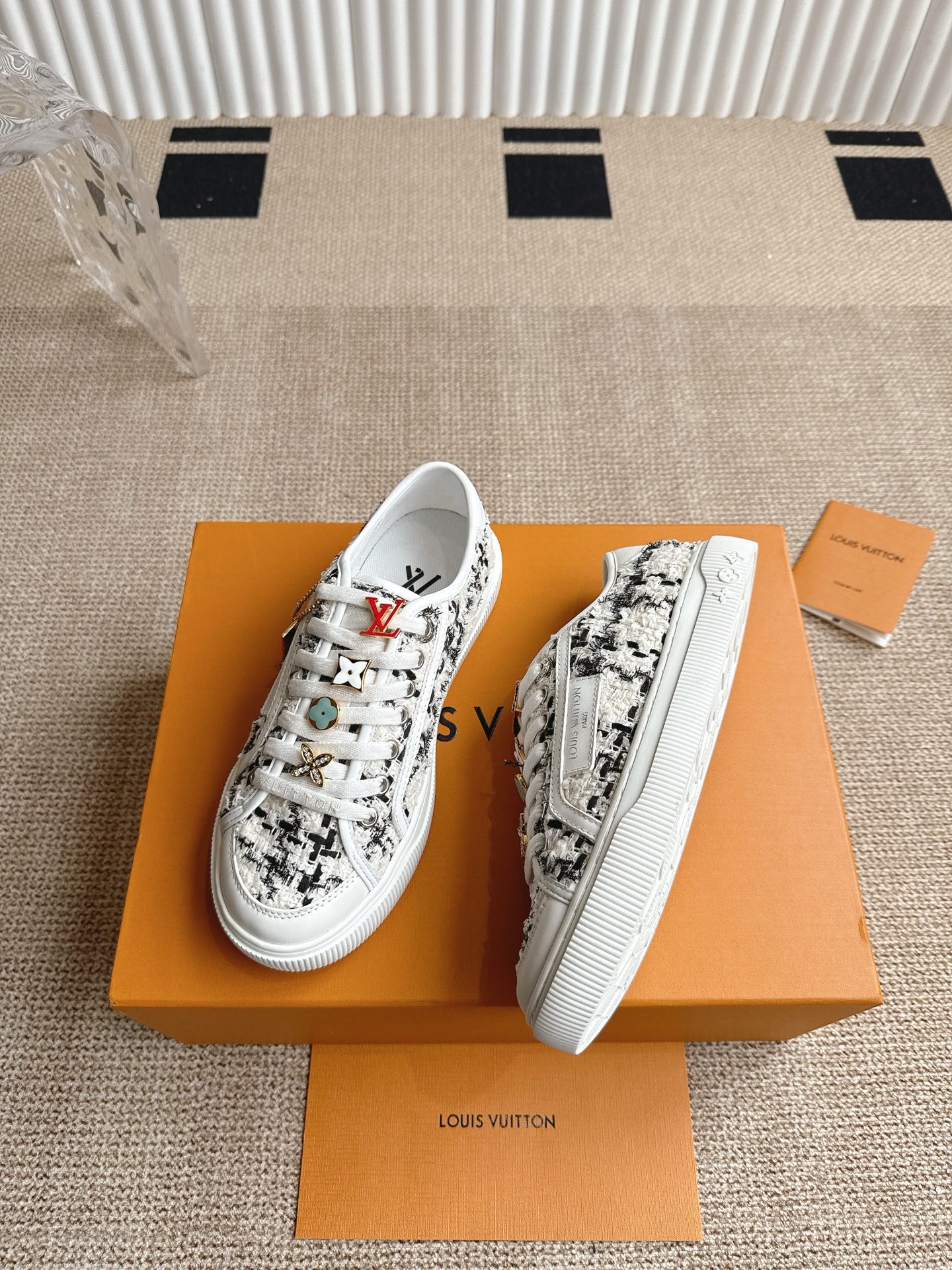 Louis Vuitton Tweed Canvas White Sneakers