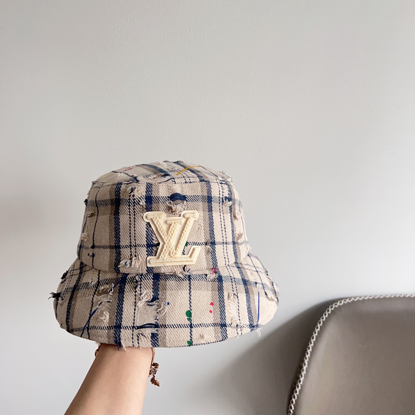 Louis Vuitton Plaid Bucket Hat - Louis Vuitton Distressed Plaid Bucket