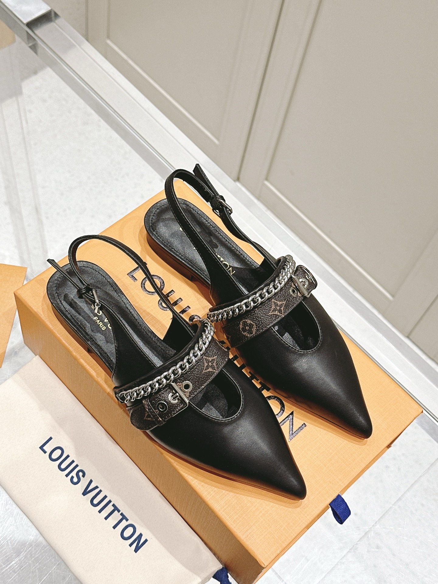 Louis Vuitton Vibe Slingback Flat Ballerina   Colors Black